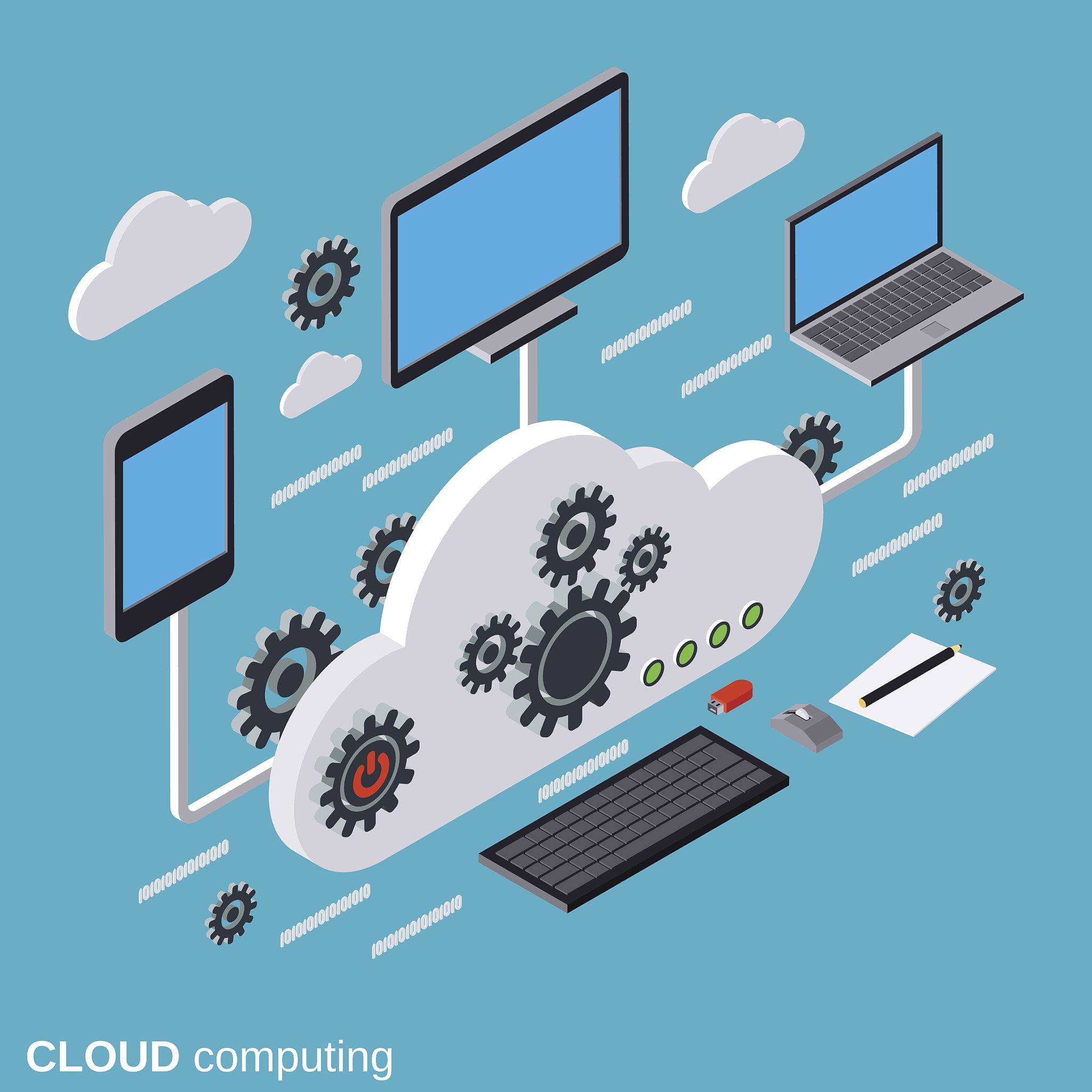 cloud computing, data storage vector illustration