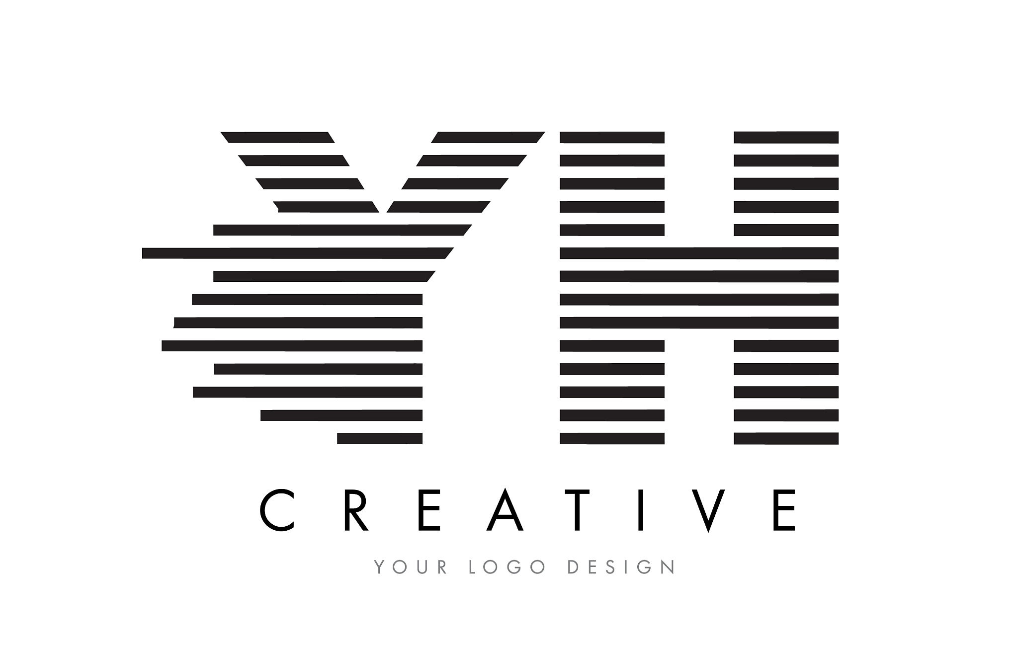 yh y h zebra letter logo design with black and