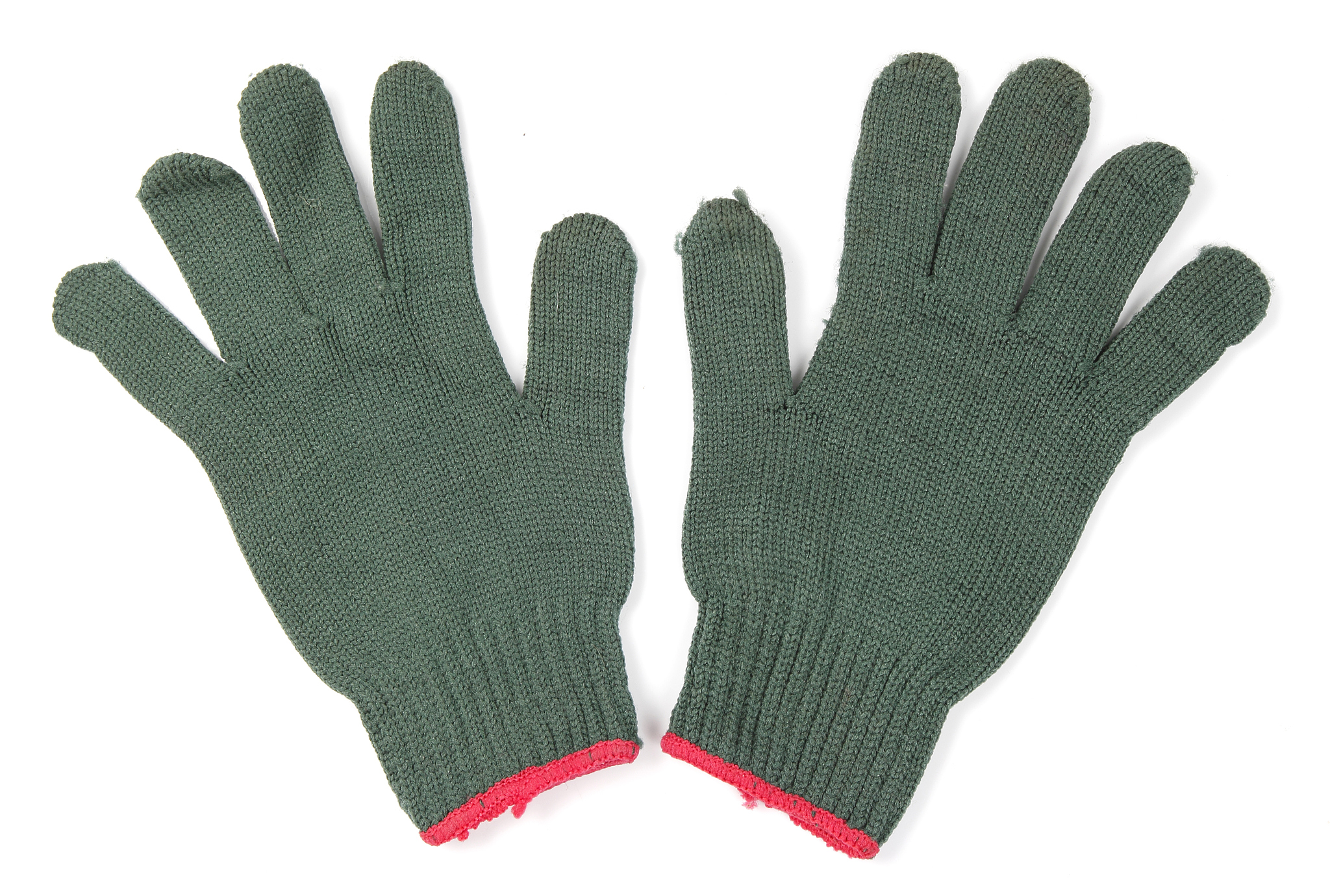 green knit clothes gloves on white background