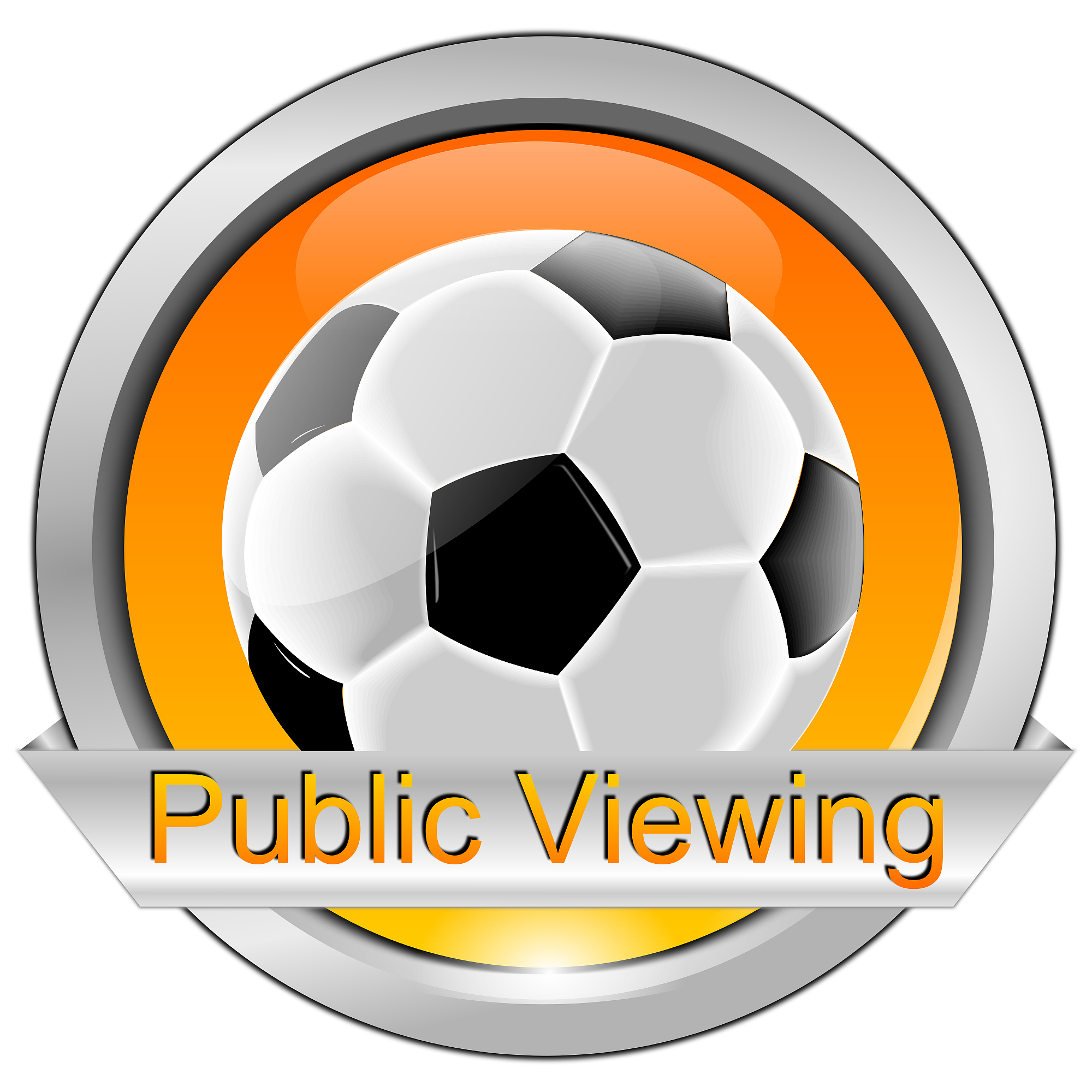 public viewing button with soccer ball - 3d illustration