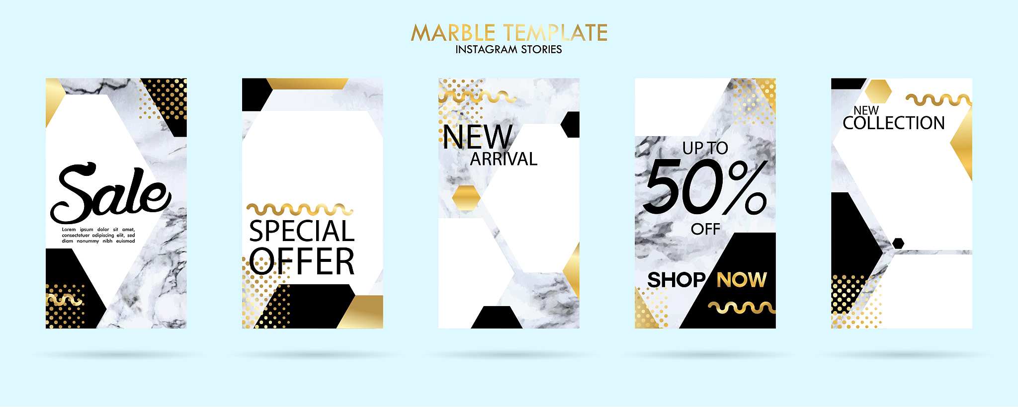 set of insta insta stories template pack with luxury trendy marb