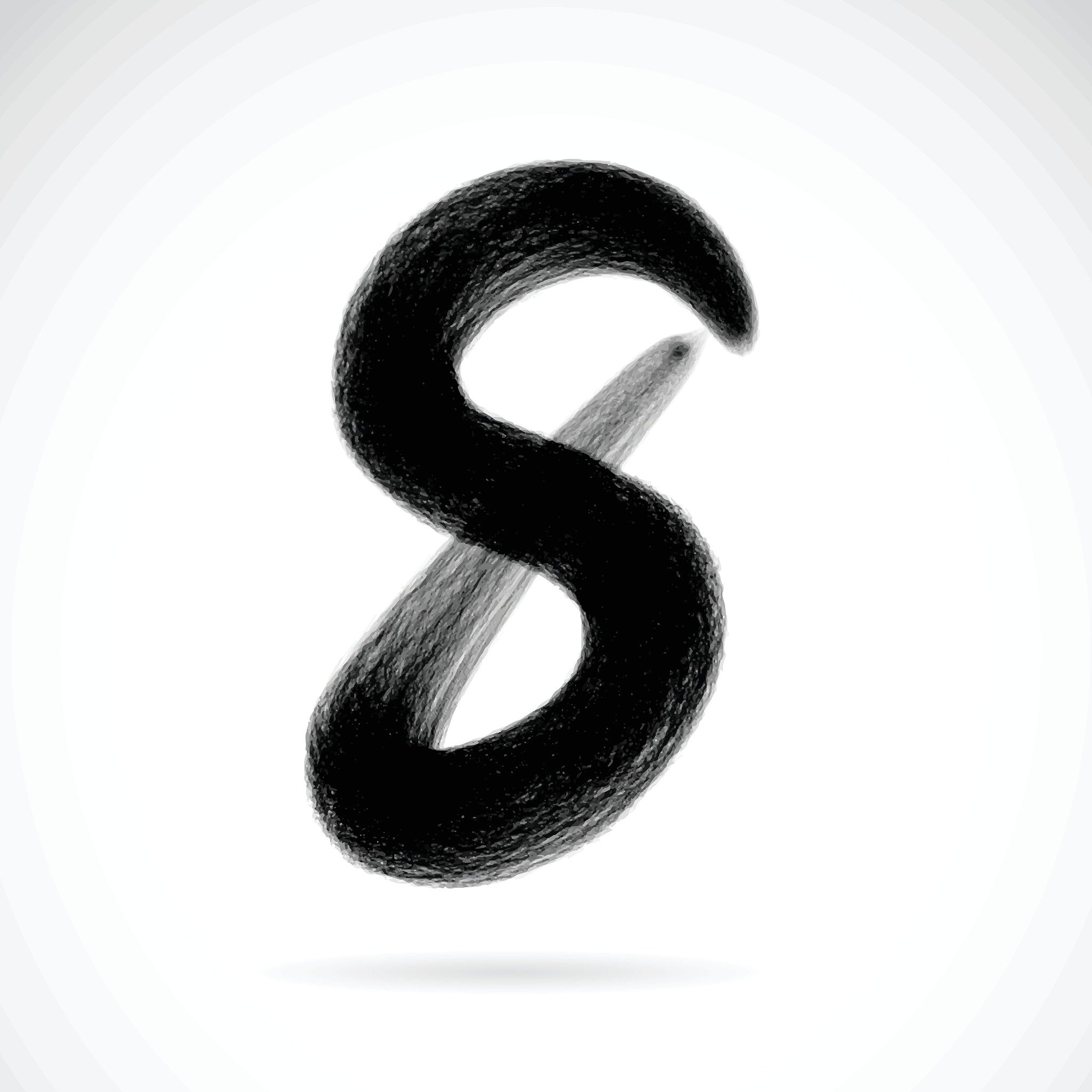 numbers eight written with a brush on a white background
