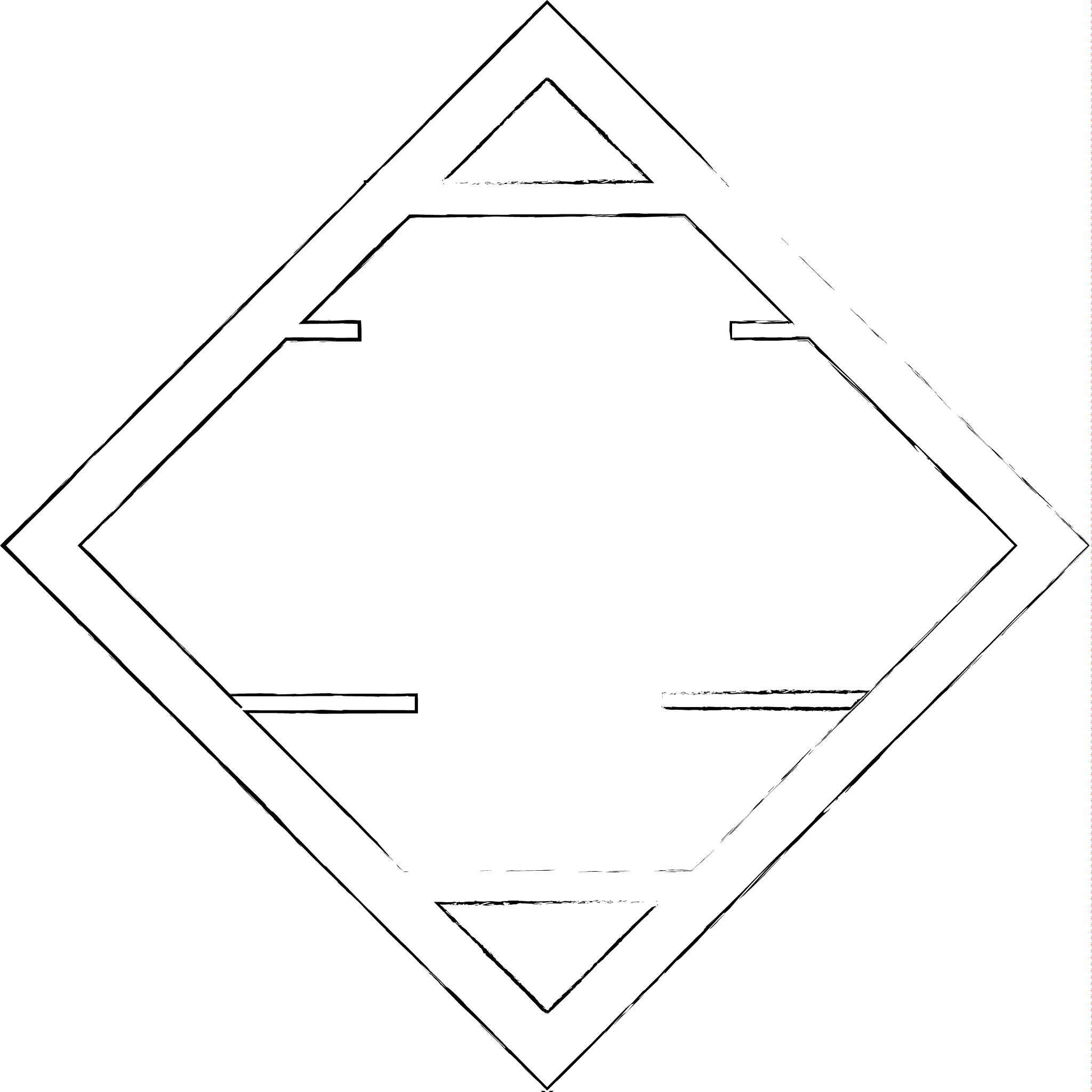 菱形框架的构成：四条直线和四个三角形