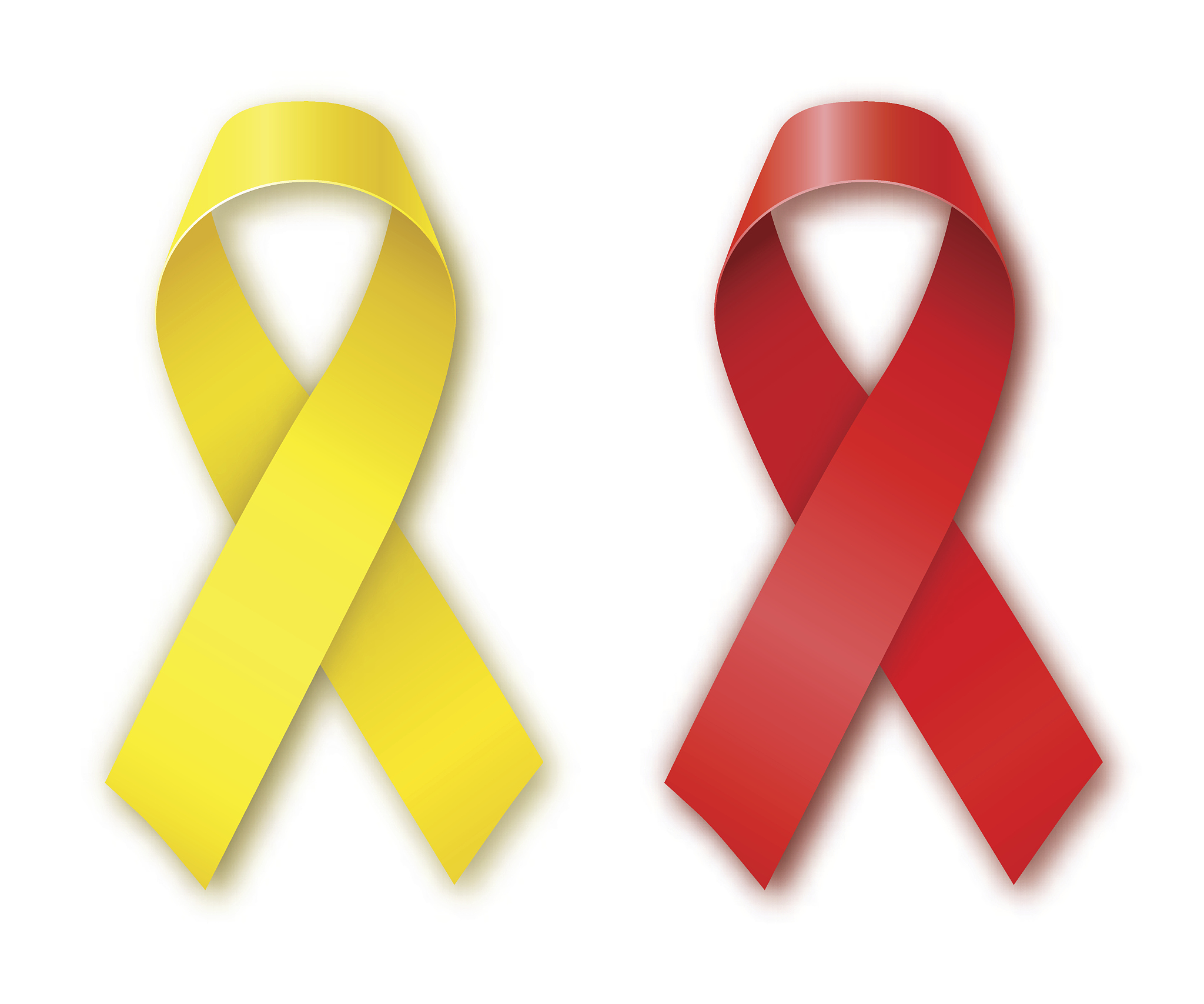 cancer awareness red and yellow ribbons.