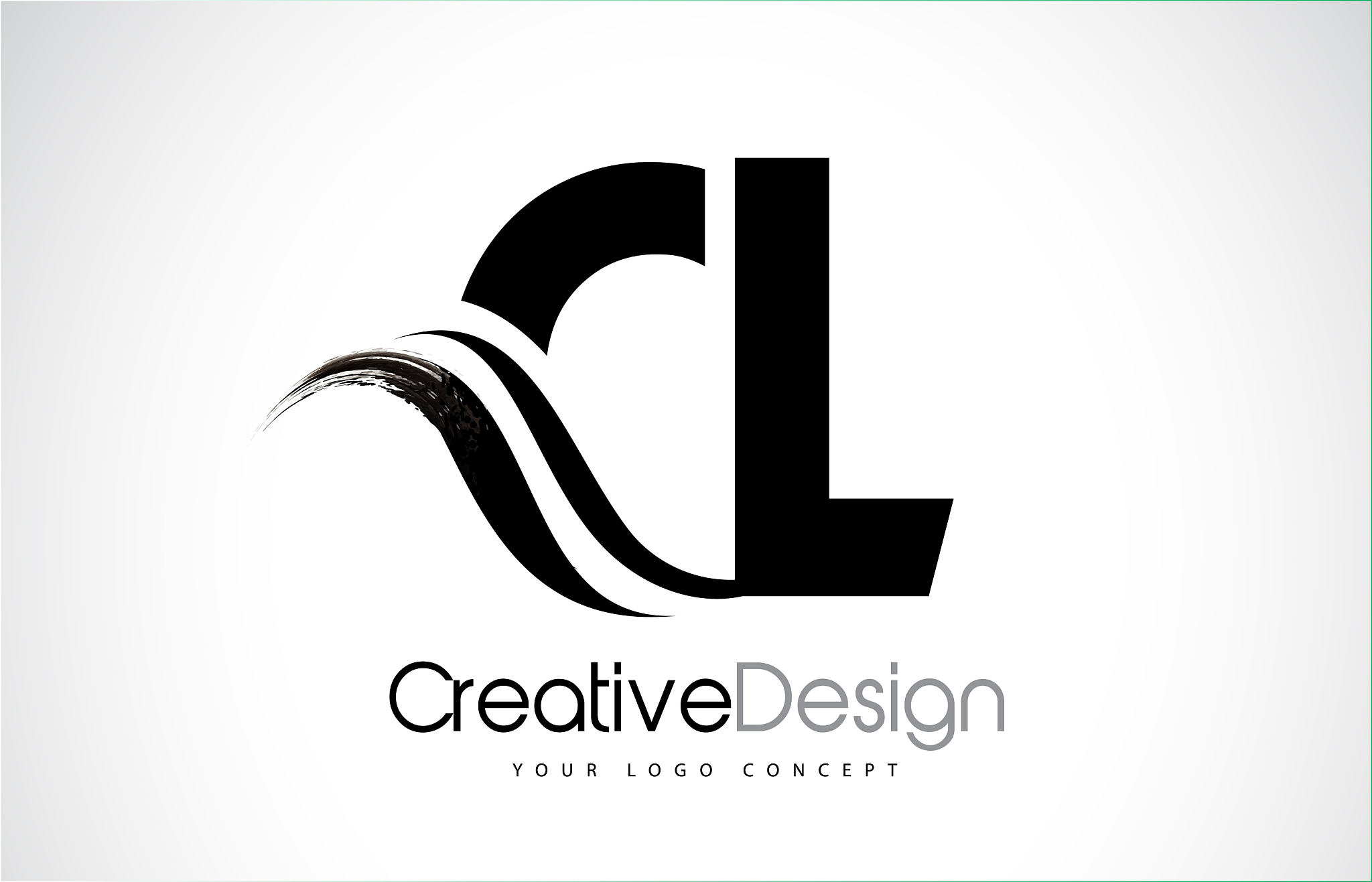 cl c l creative brush black letters design with