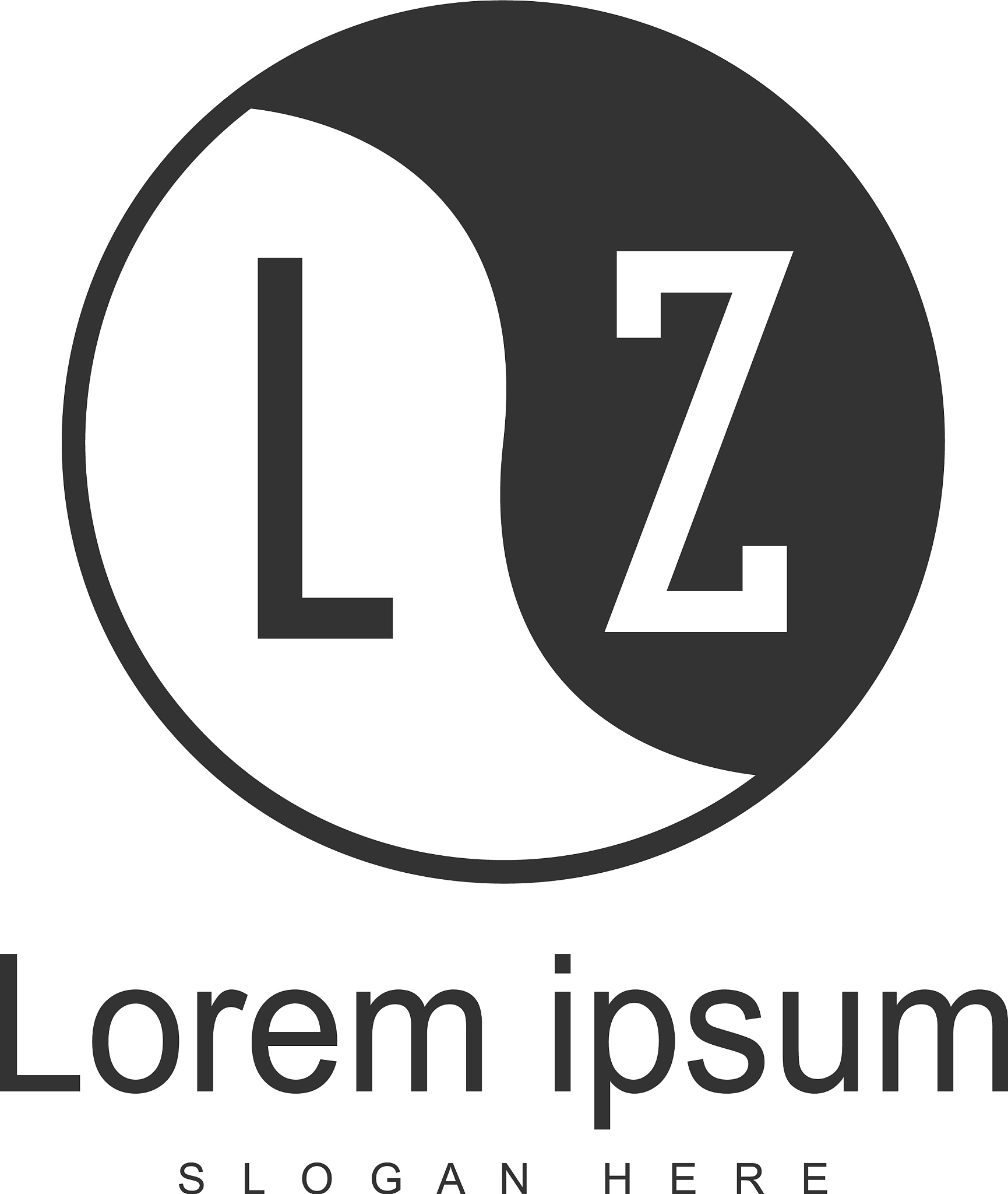 initial lz logo template with modern frame