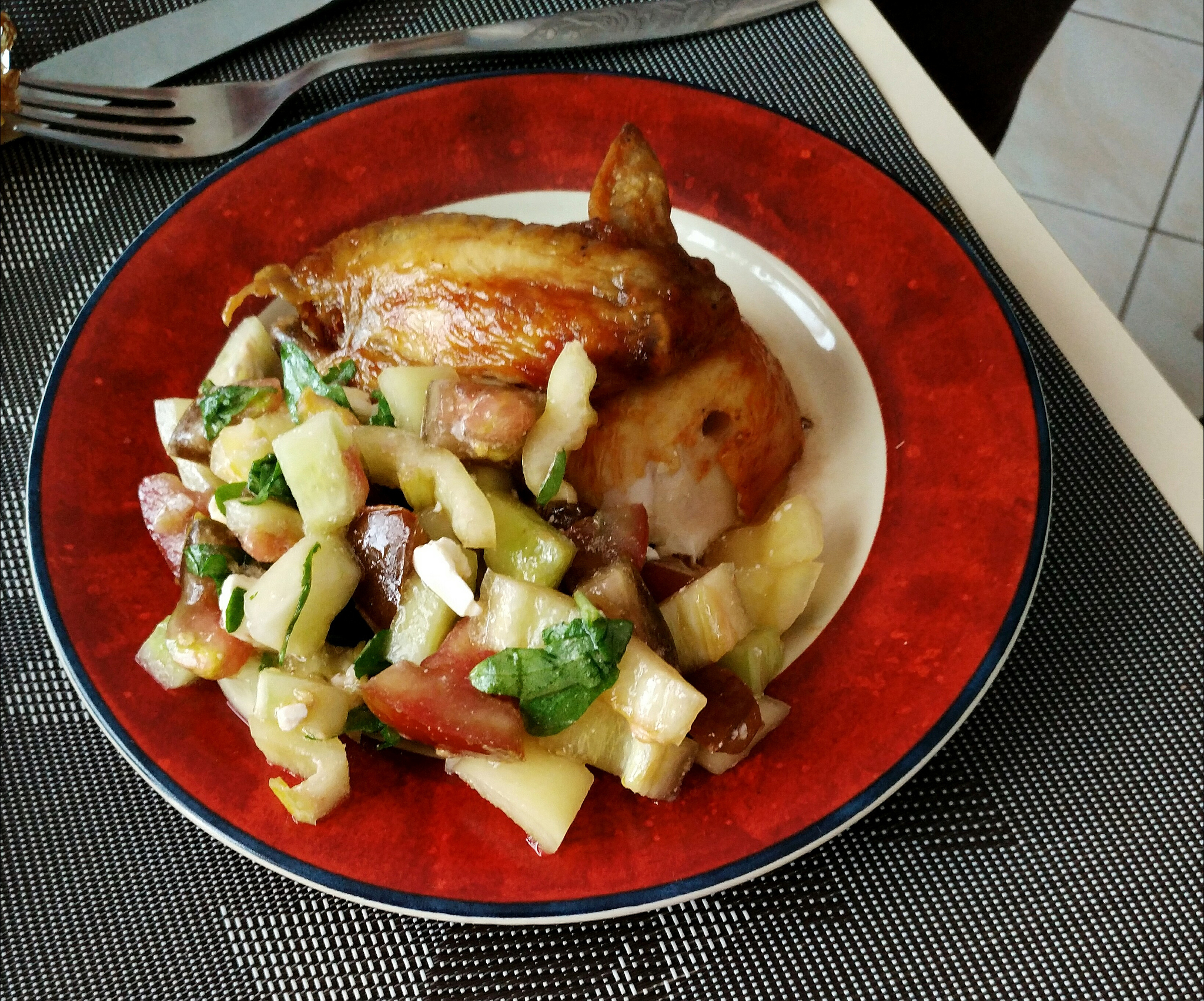 chicken wing with vegetable salad, delicious breakfast, lunch, d