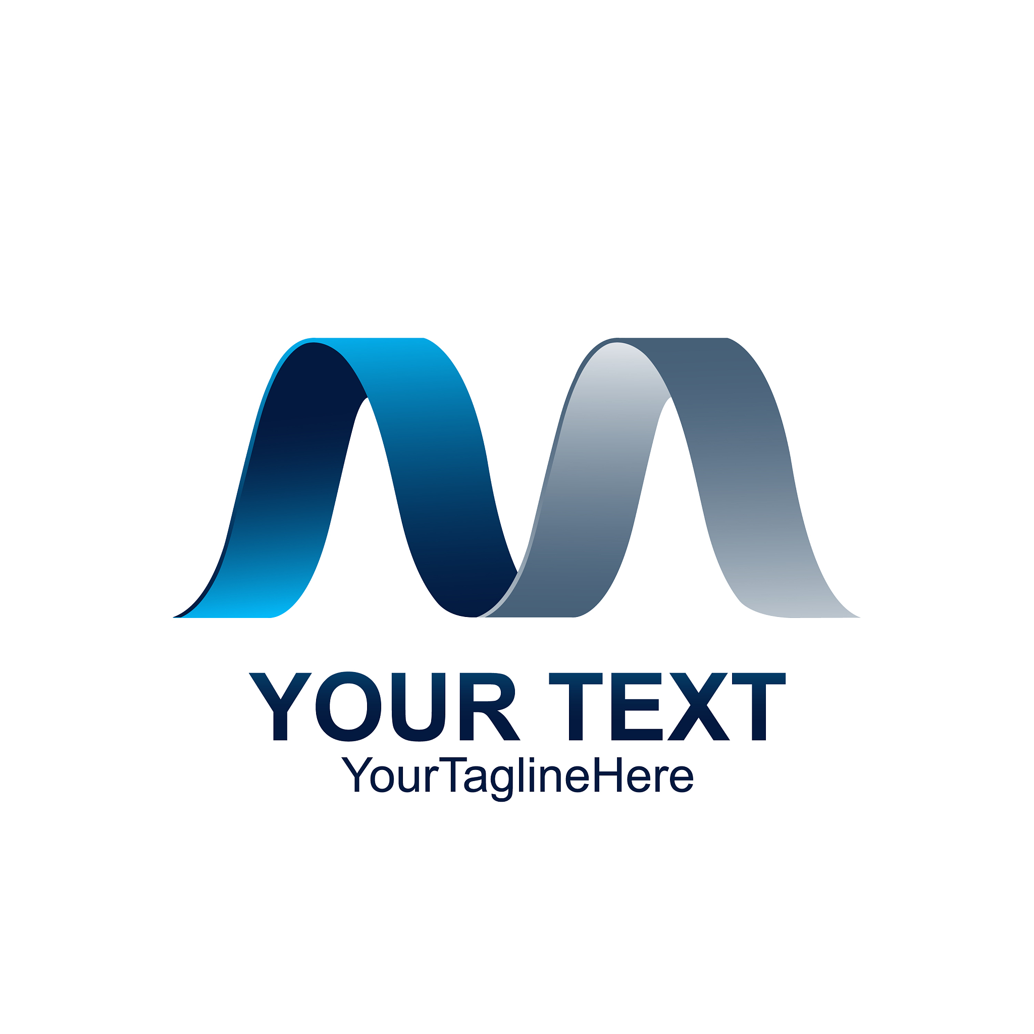 initial letter m logo template colored blue grey