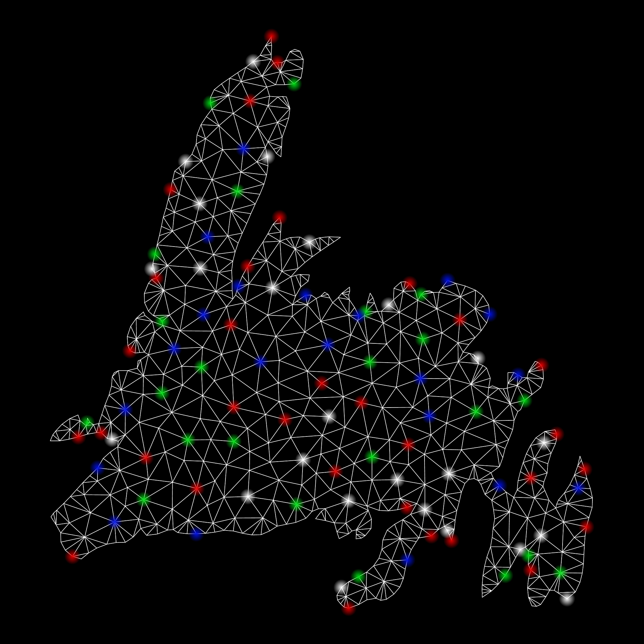bright mesh 2d newfoundland island map with flash