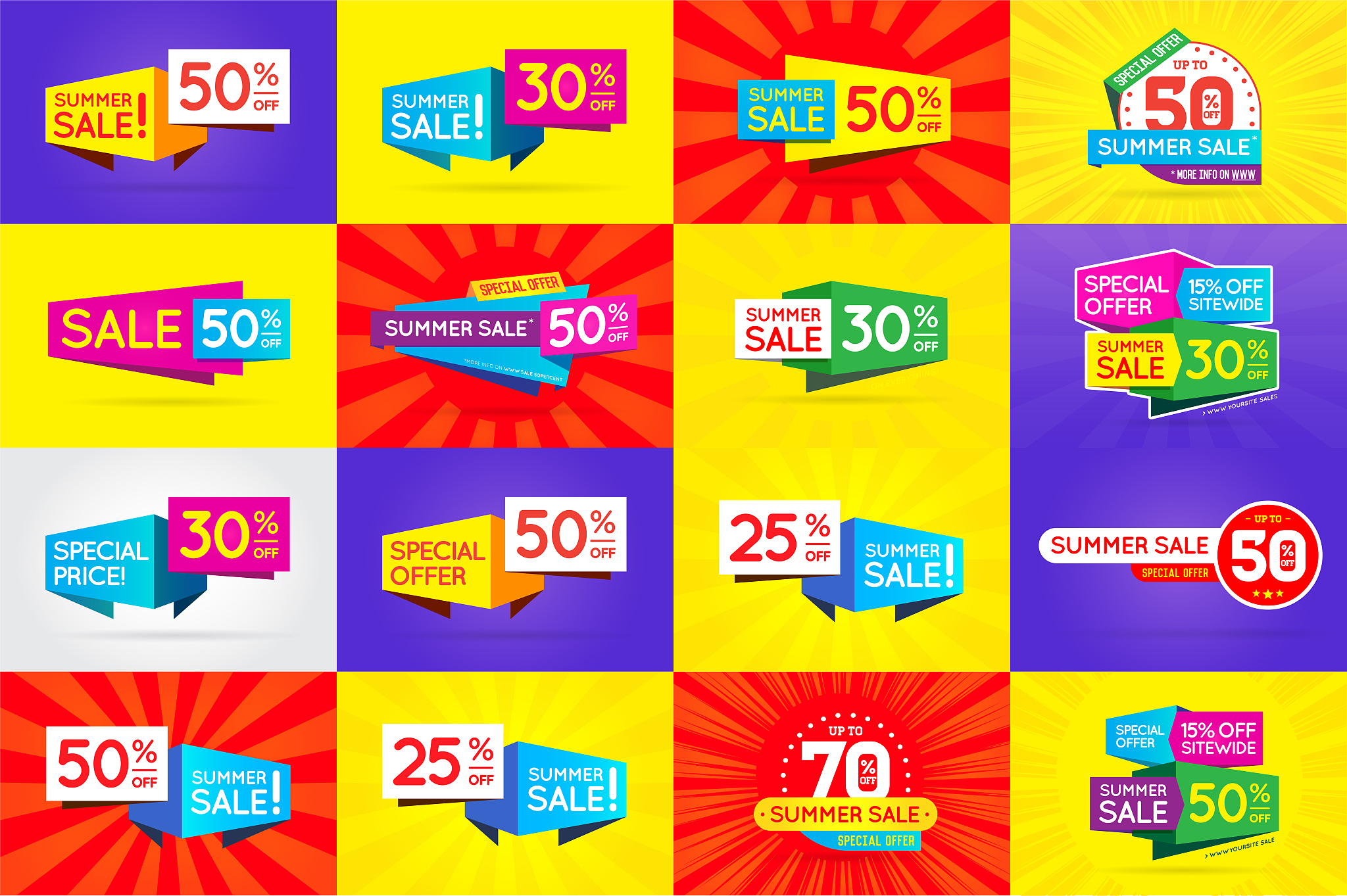set of sale signs, banners, posters, cards. vector.