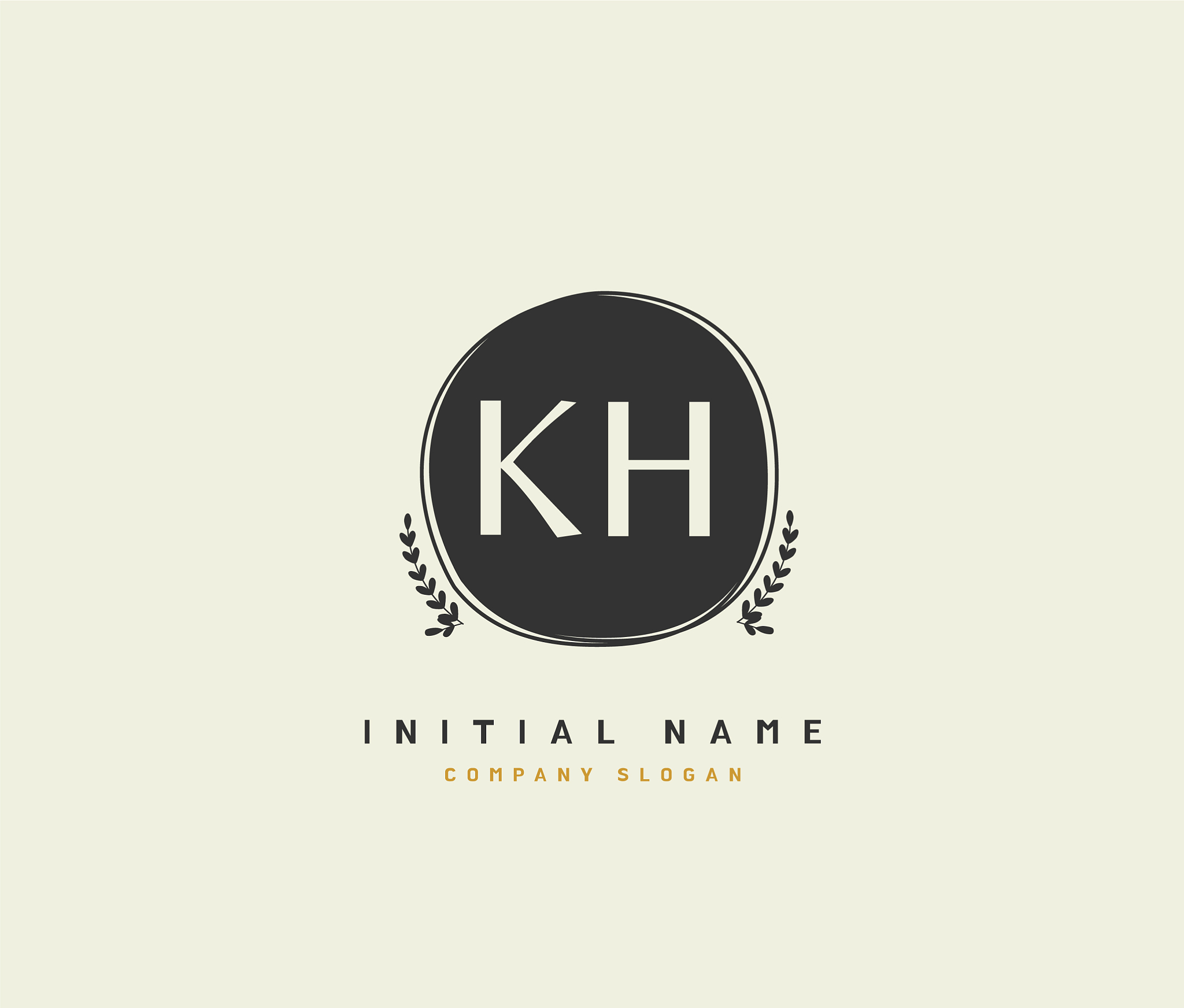 k h kh beauty initial logo handwriting logo of