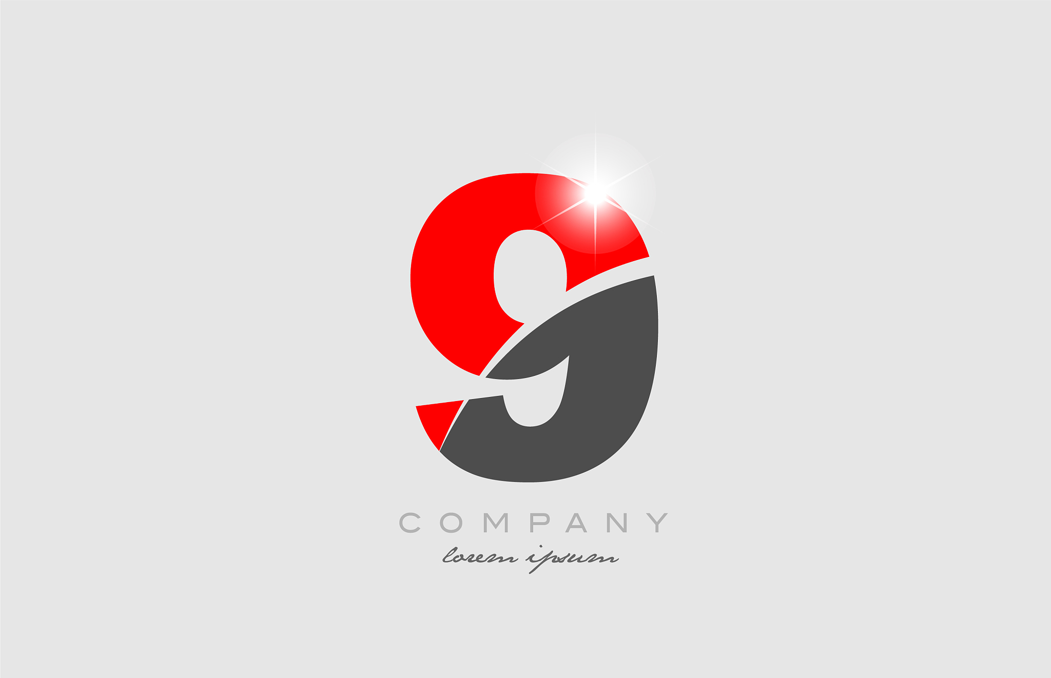 number 9 in grey red color for logo icon design