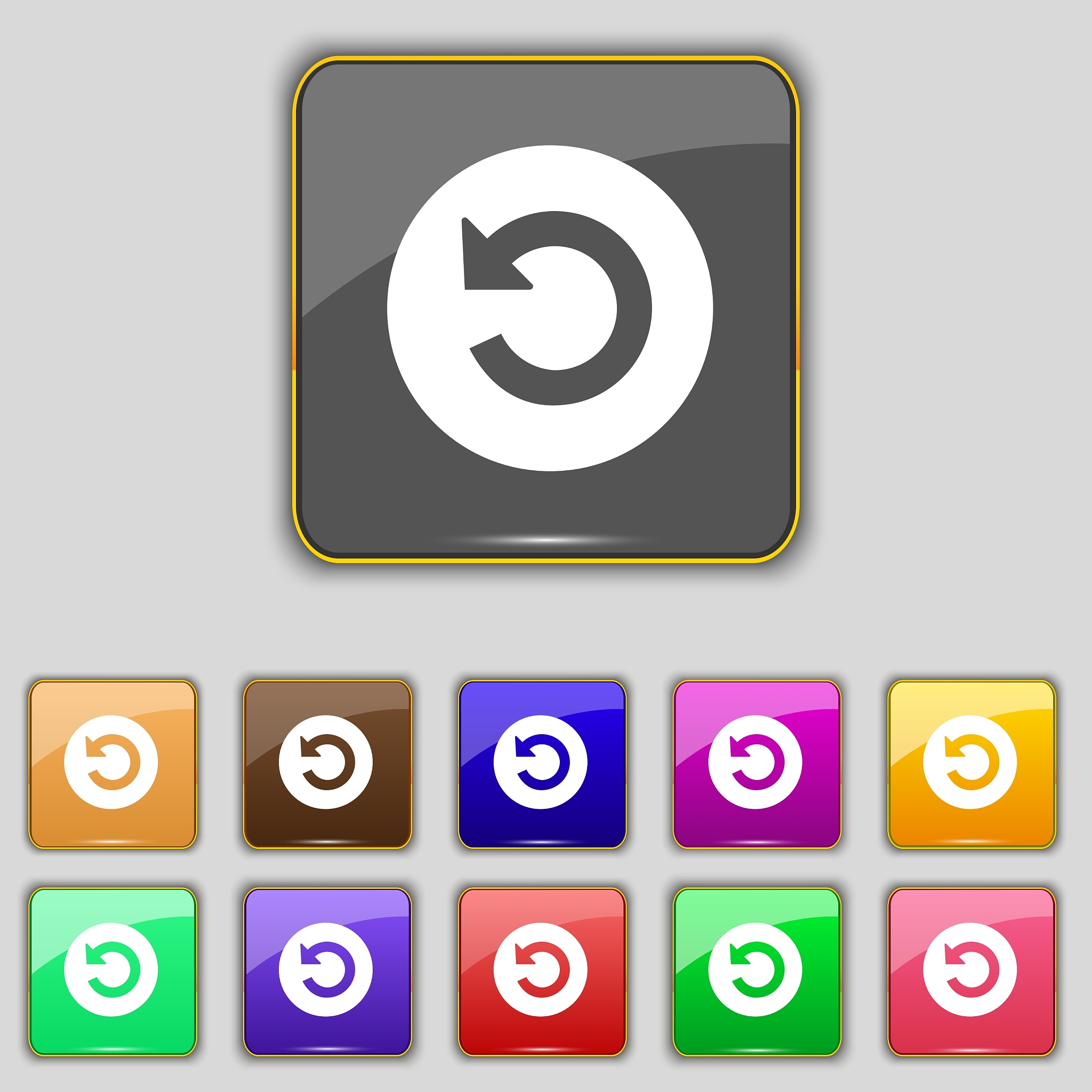 icon sign set with eleven colored buttons for your