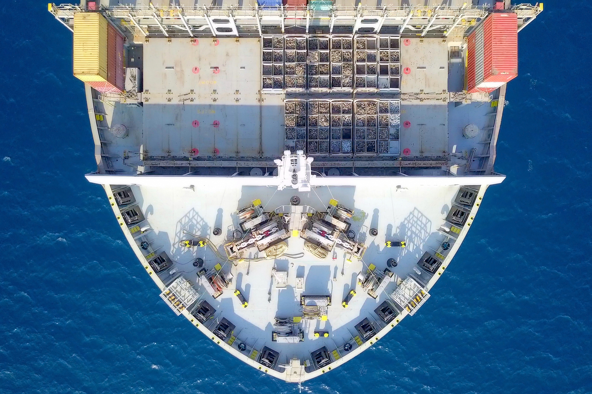 aerial image of a ulcv (ultra large container vessel