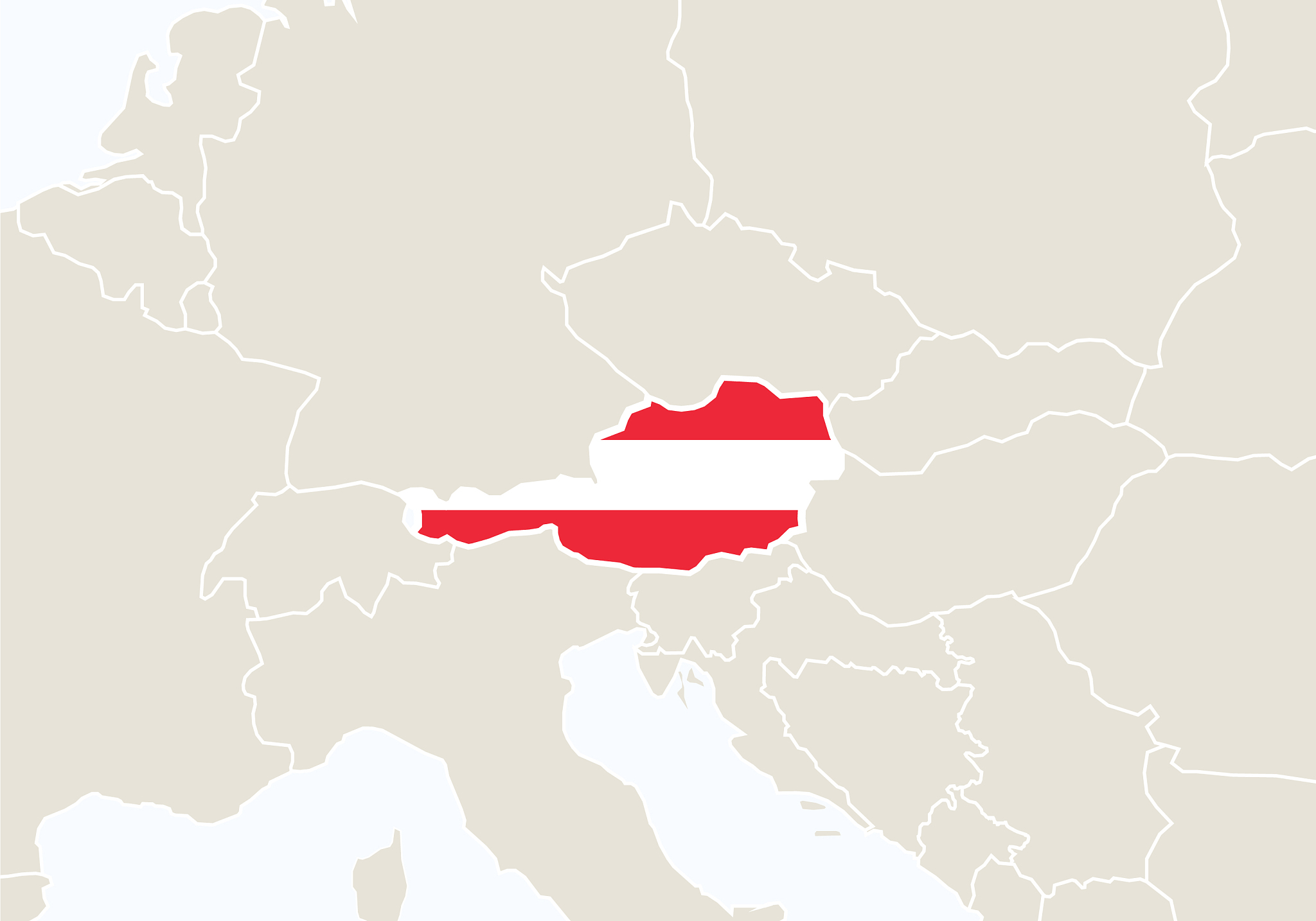europe with highlighted austria map