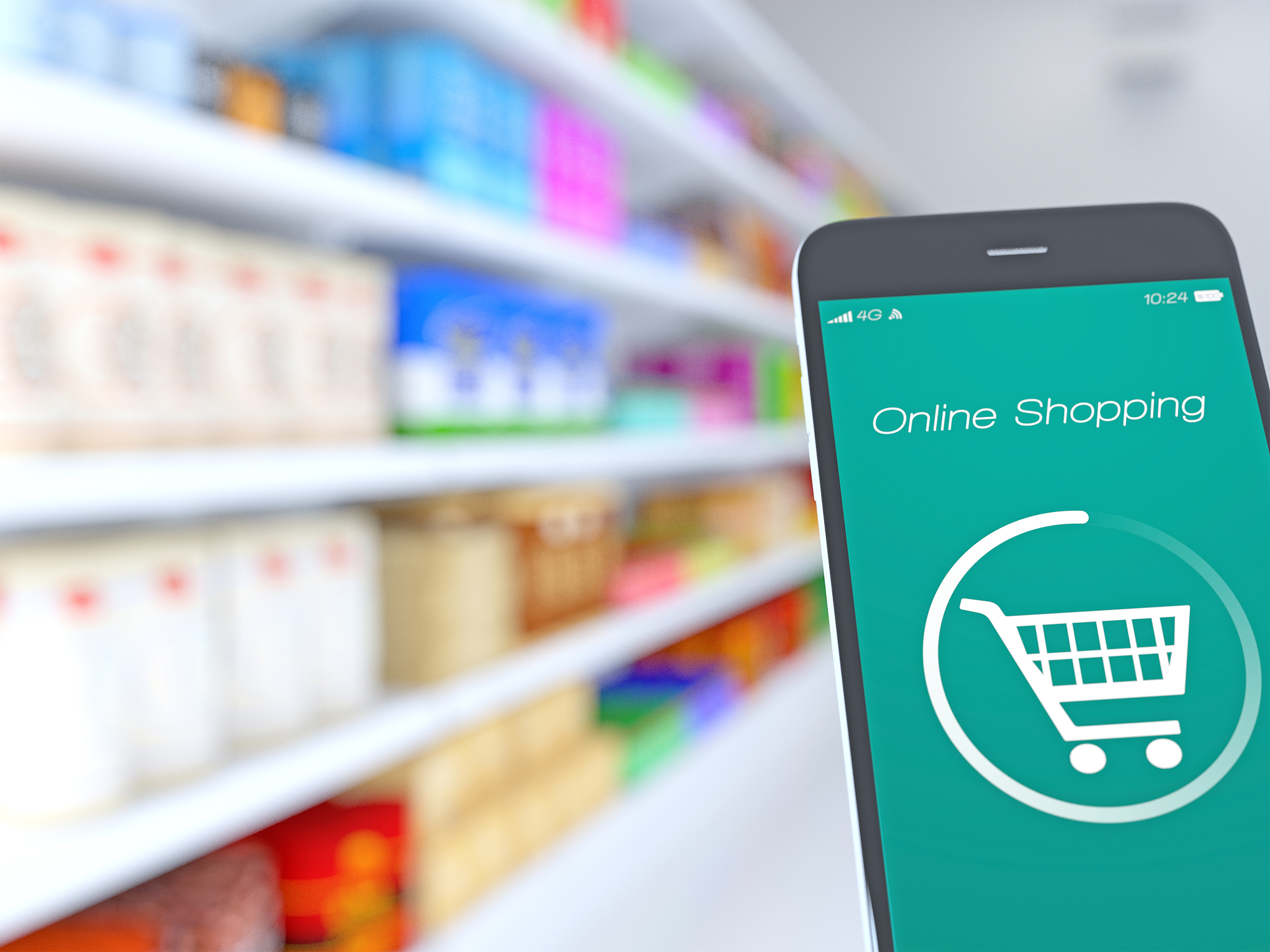 smartphone in supermarket