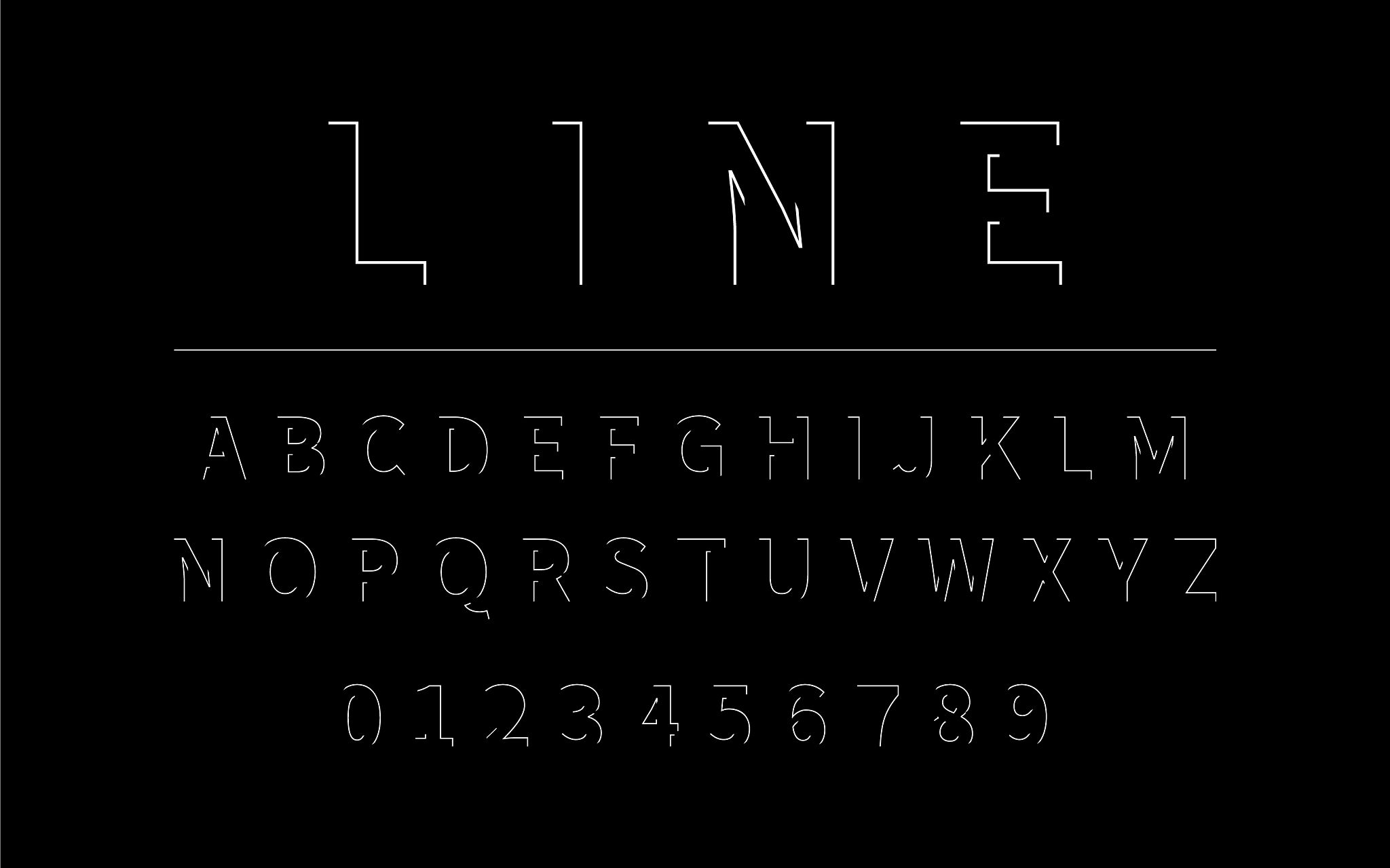 line font alphabet in latin font alphabet with