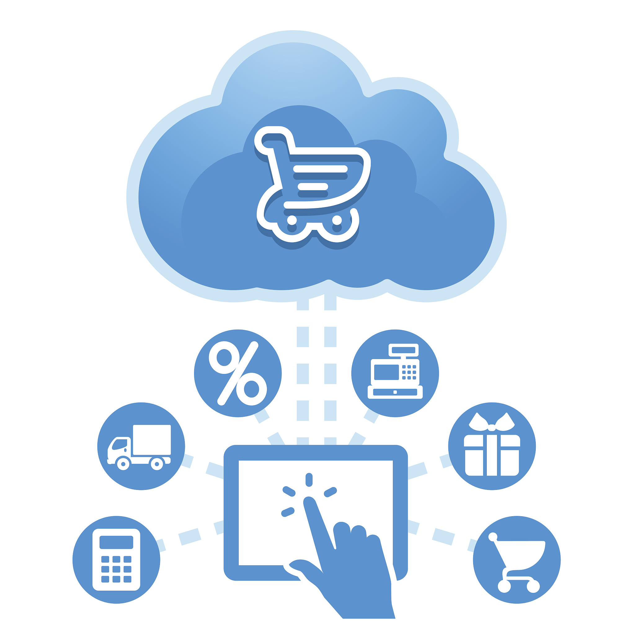 cloud, computing, electronic, commerce, service illustration.