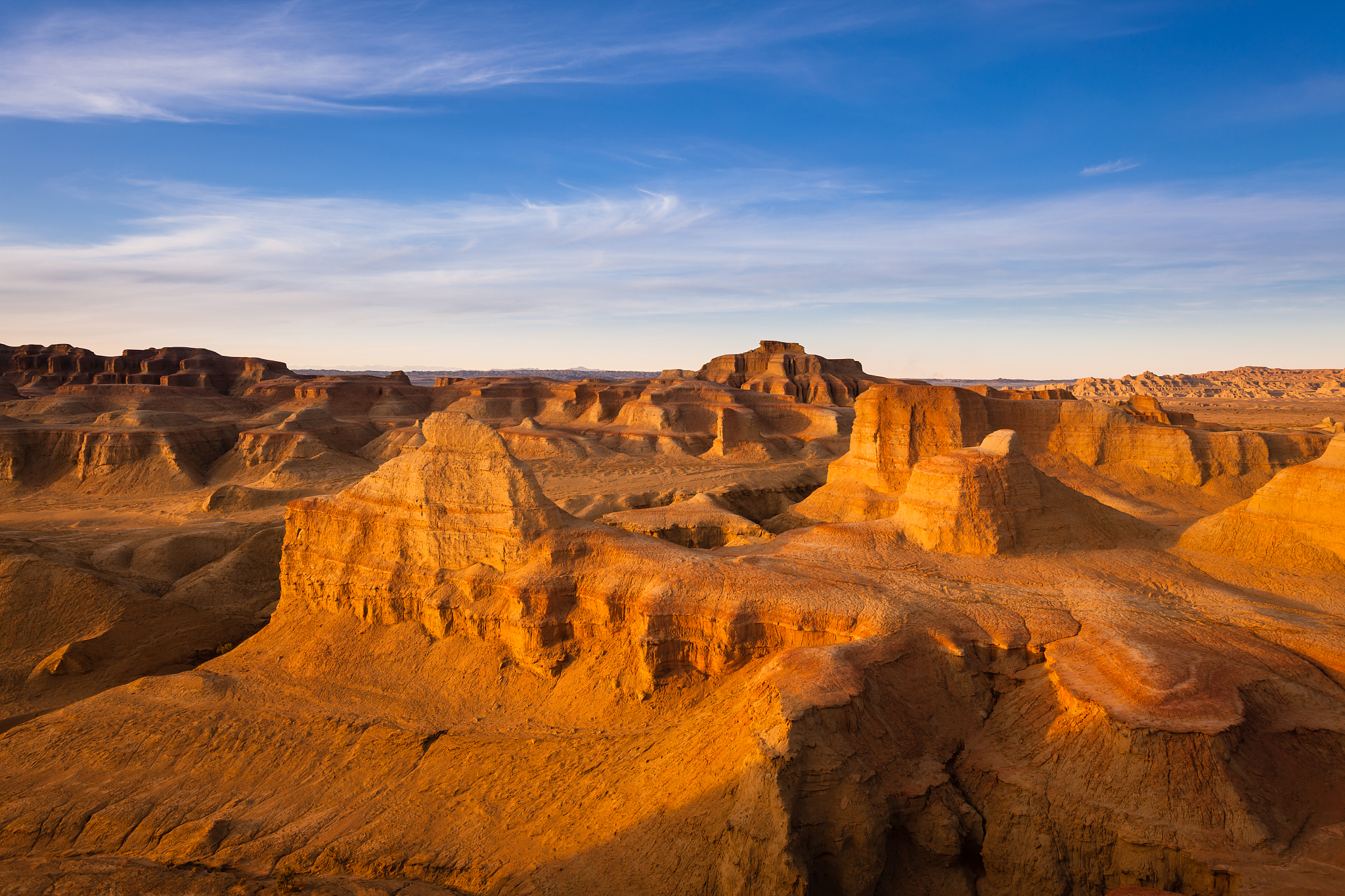 the gobi desert with dramatic sky at china.
