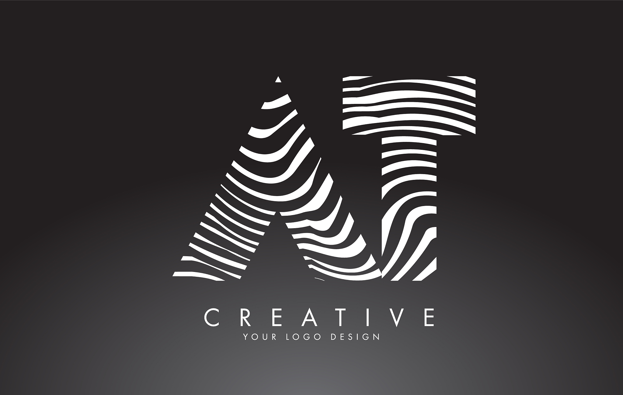 at a t letters logo design with fingerprint black