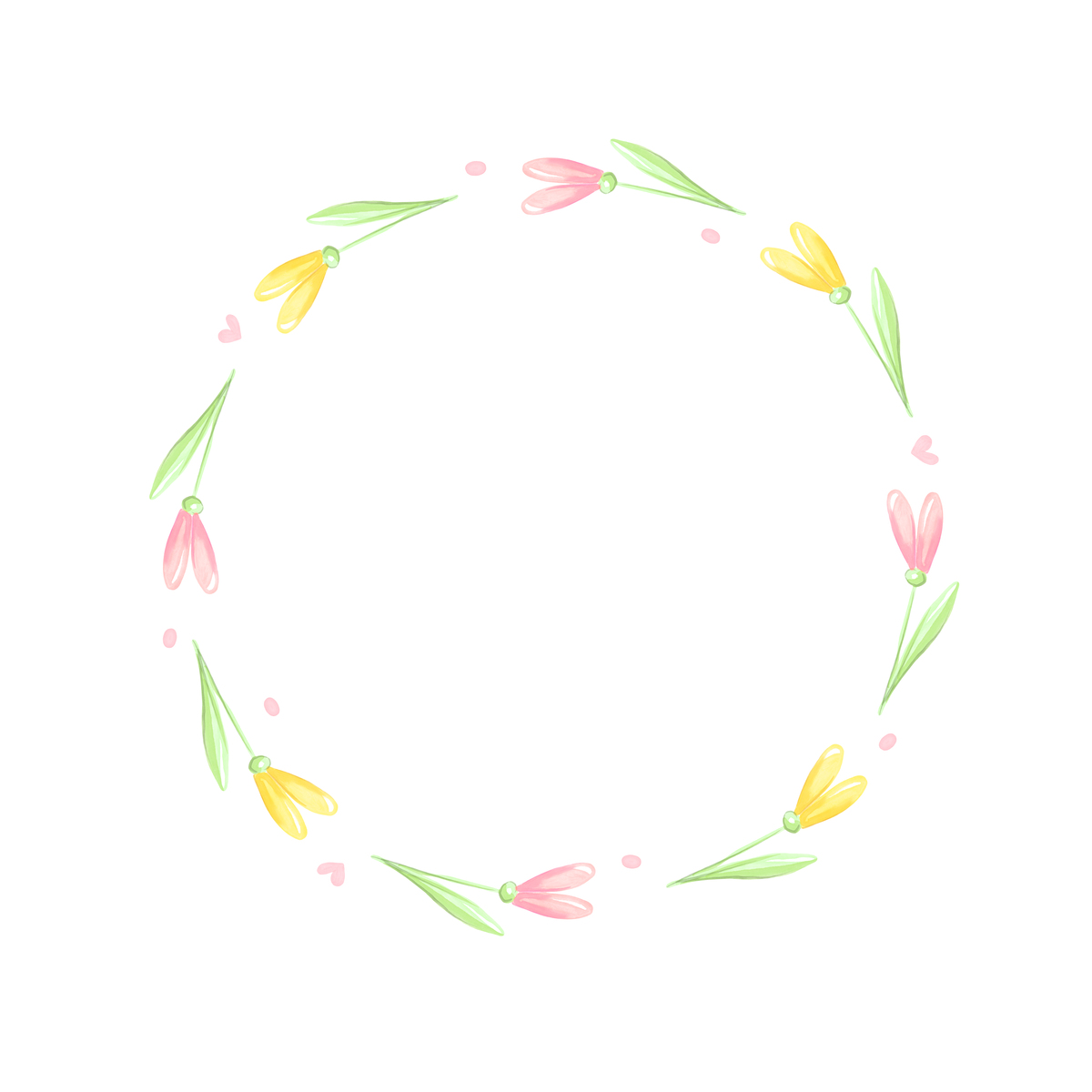 春季花环.手绘水彩插画