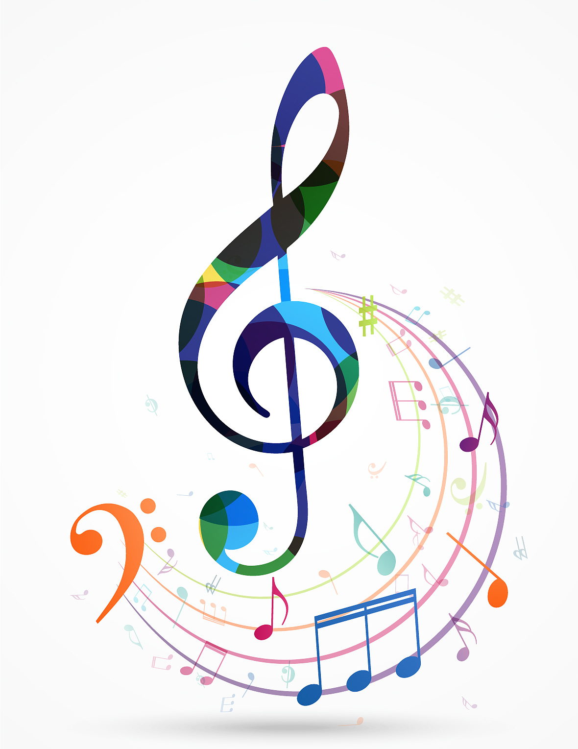 colorful music notes background