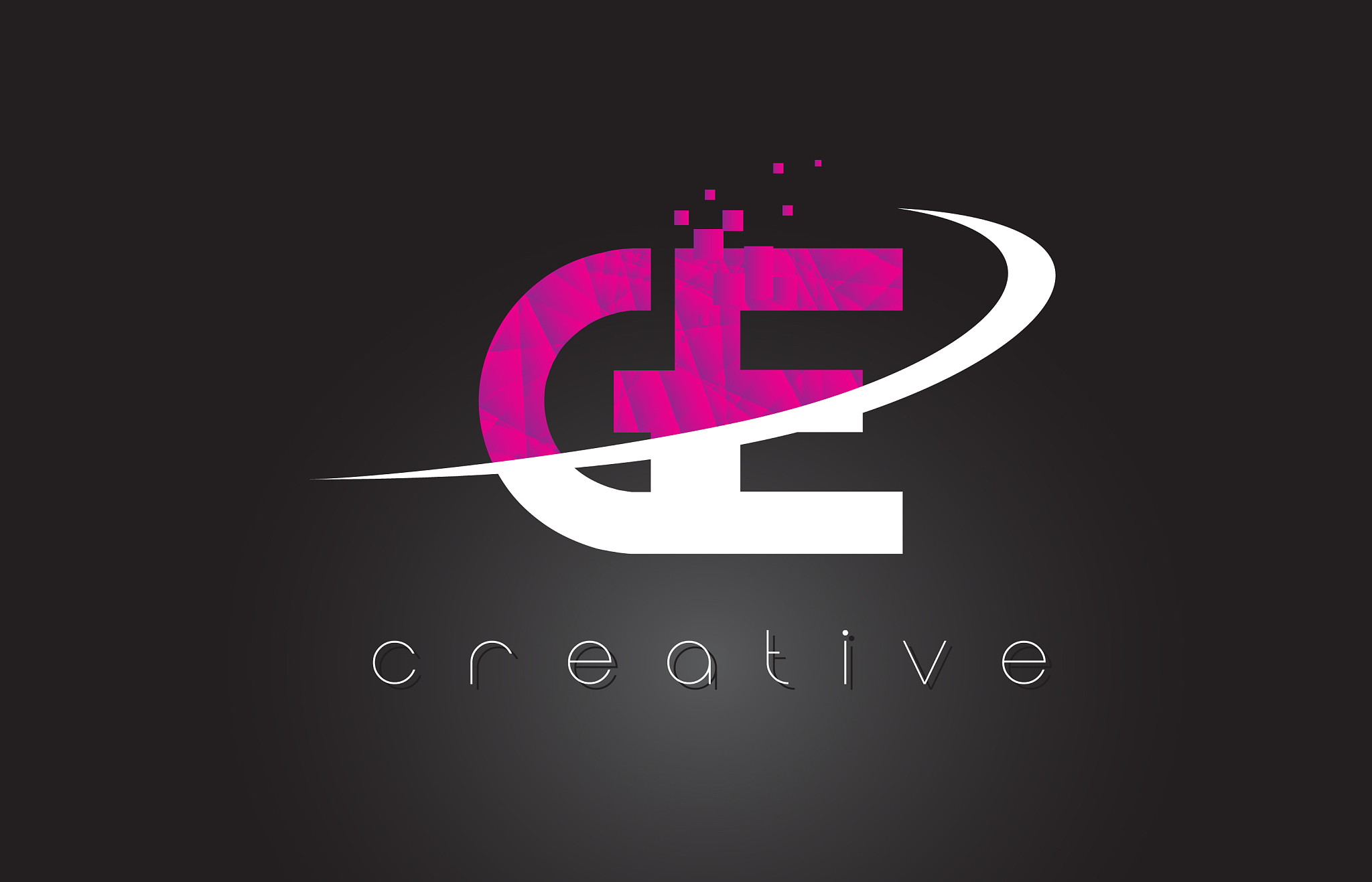 ge g e creative letters design with white pink