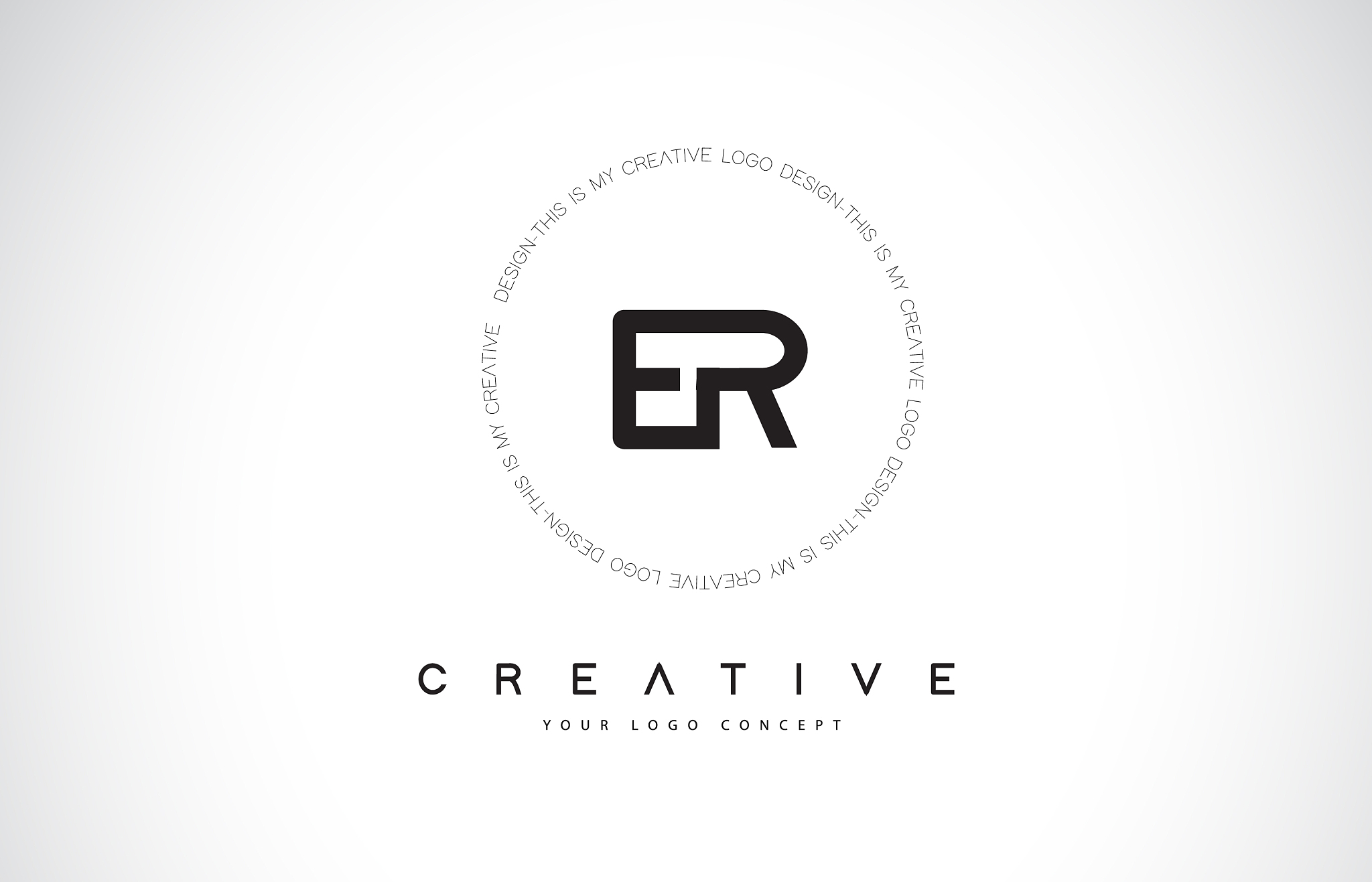 er e r logo design with black and white creative