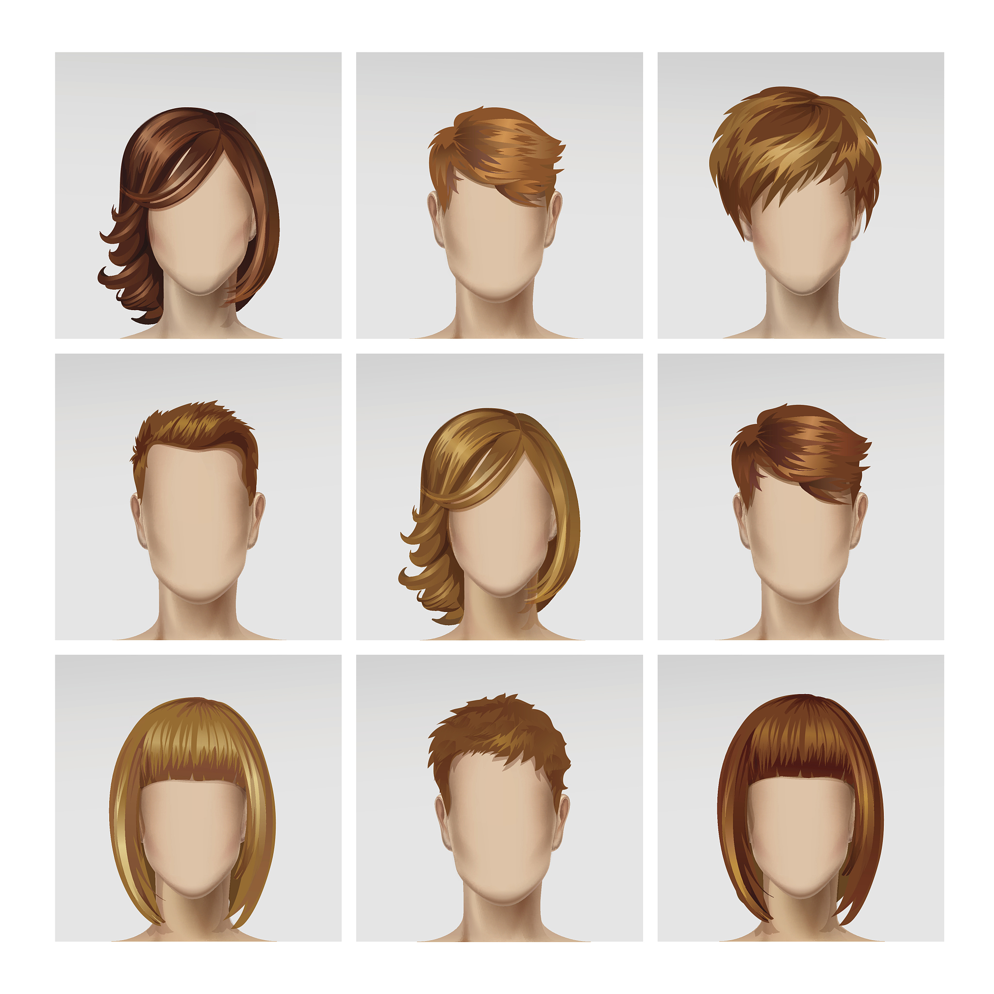 vector multinational male female avatar heads with multicolored 