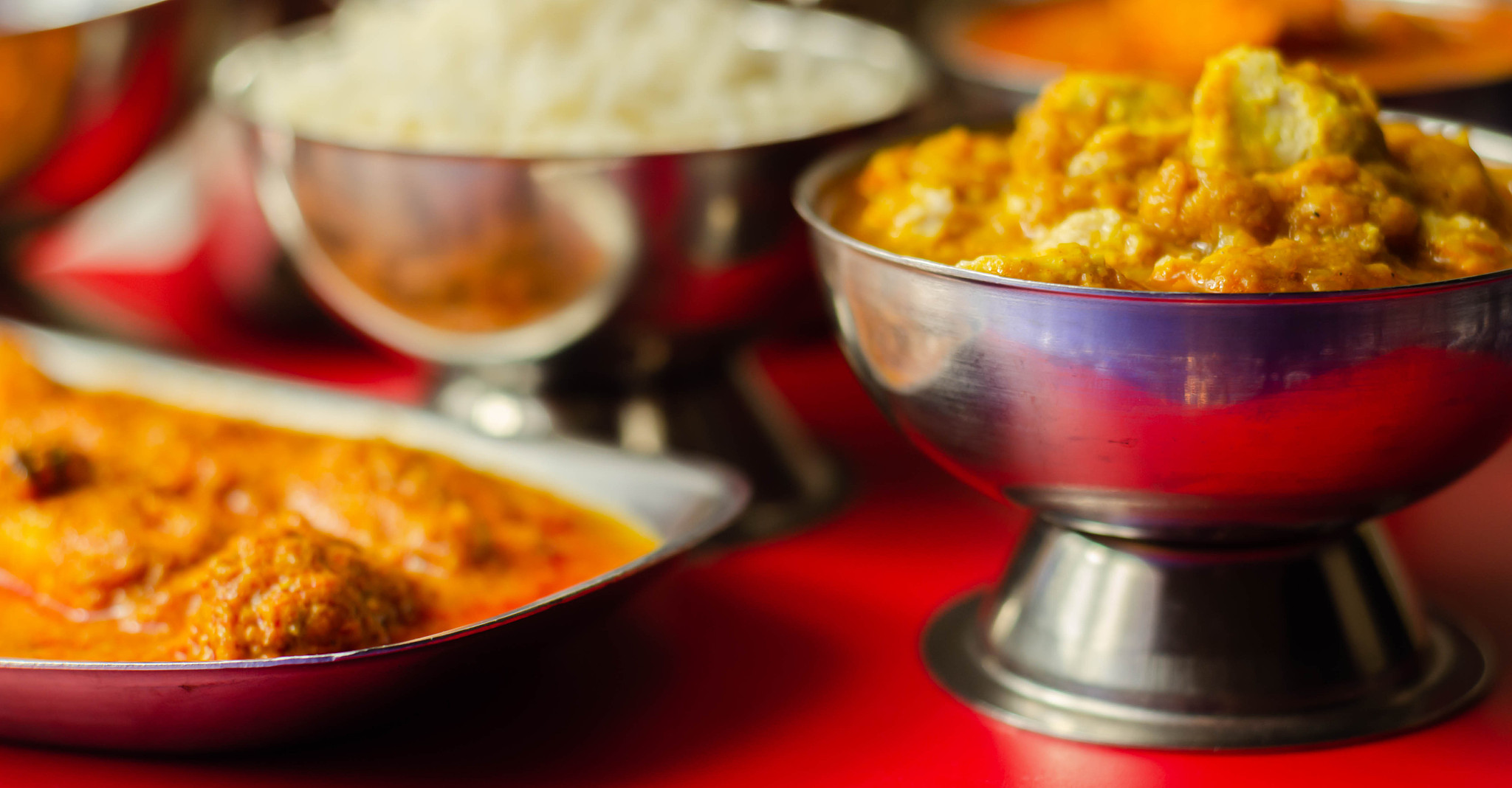 mild chicken korma and chicken tikka masala with basmati rice