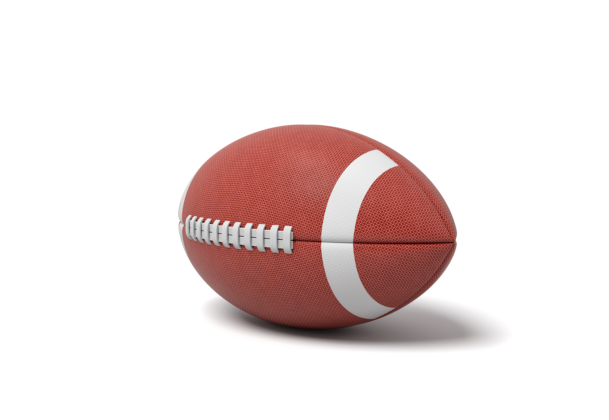 3d rendering of a red oval ball for american football on a white