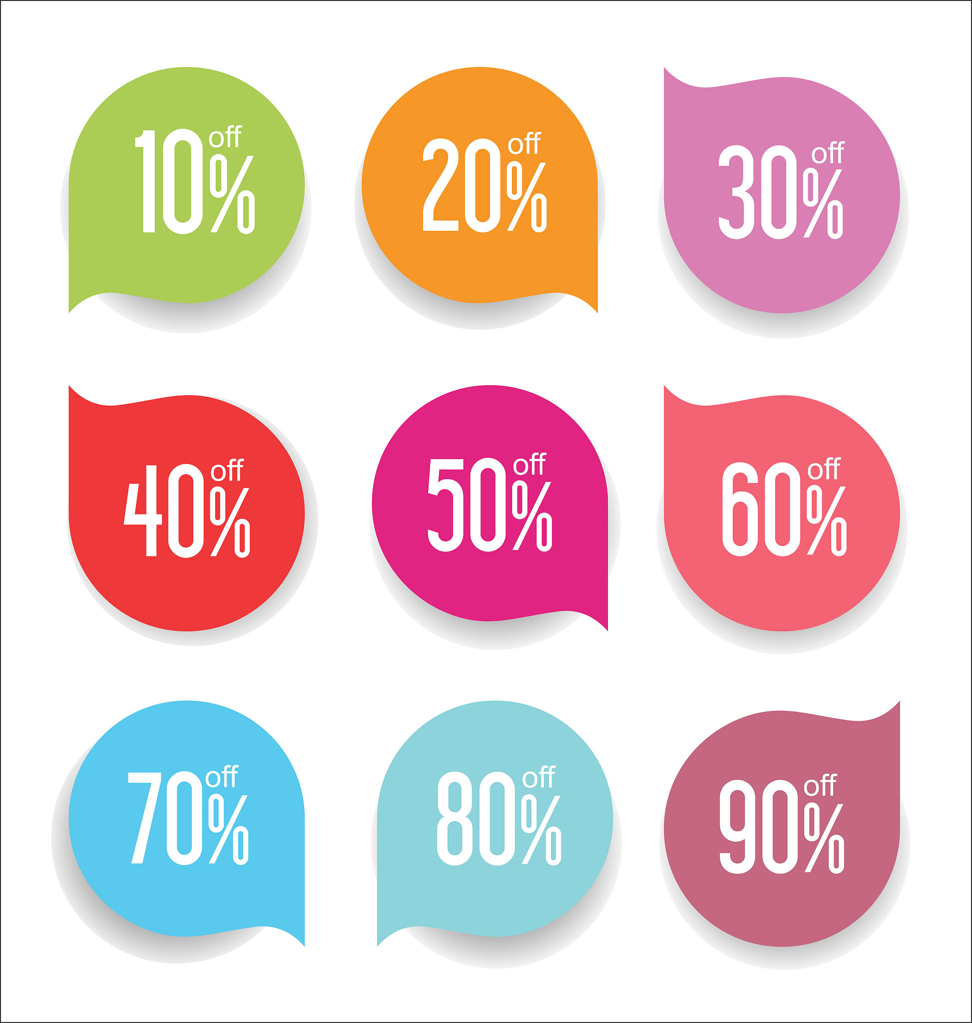 collection of colorful modern badges and labels