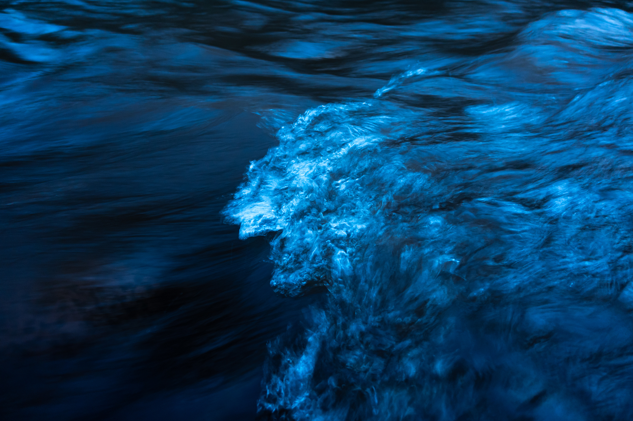 stream of flowing river in the evening light