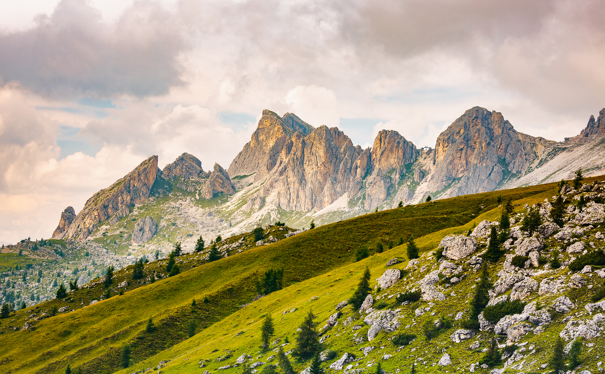 landscape view of alp mountains.