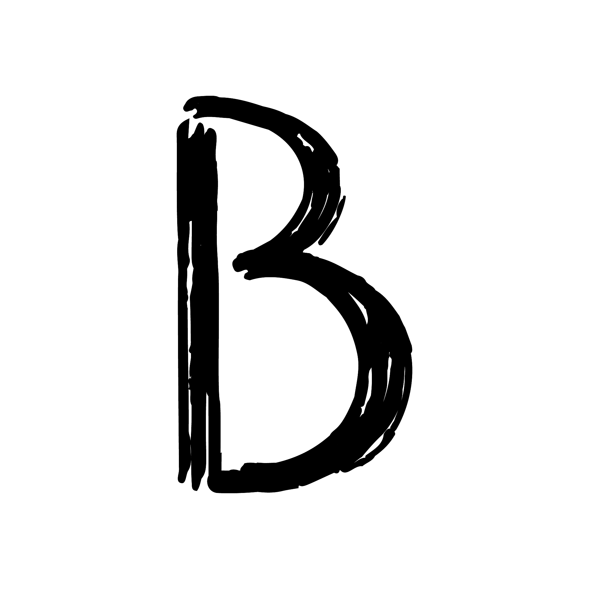capital letter b painted by brush