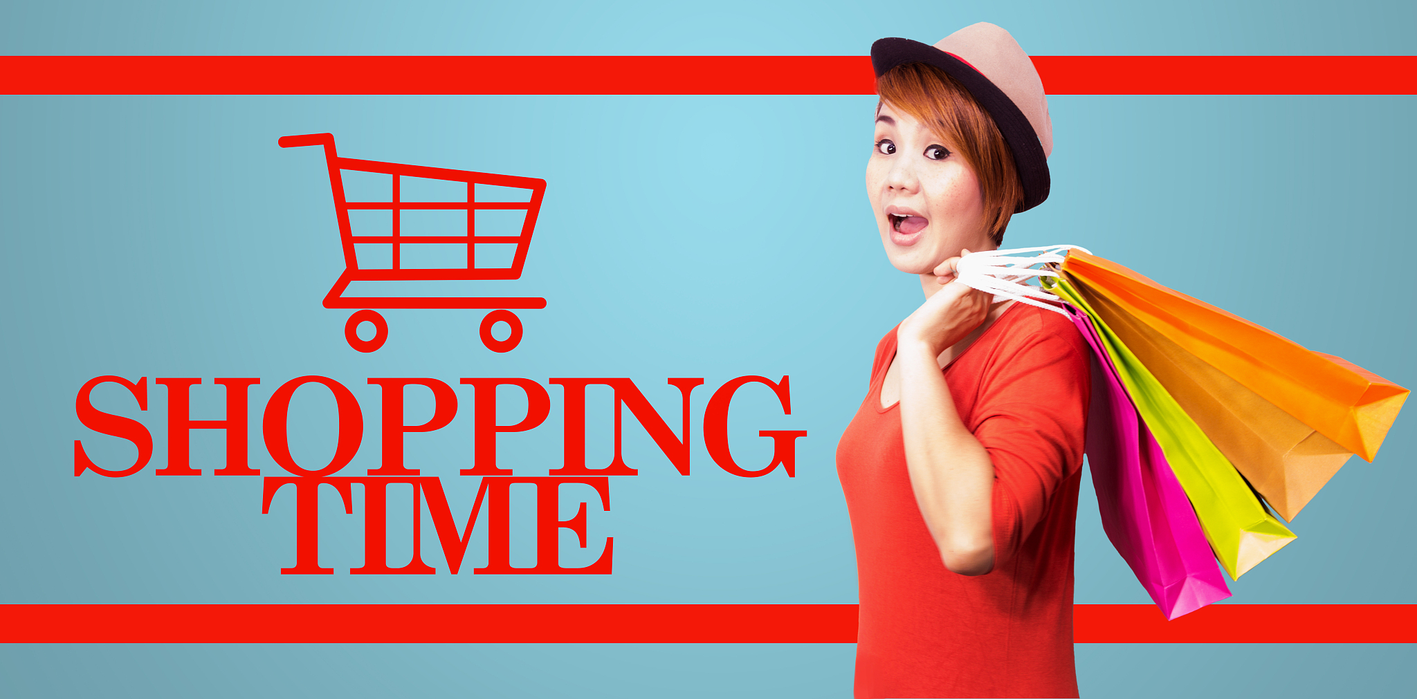 asian woman with shopping concept