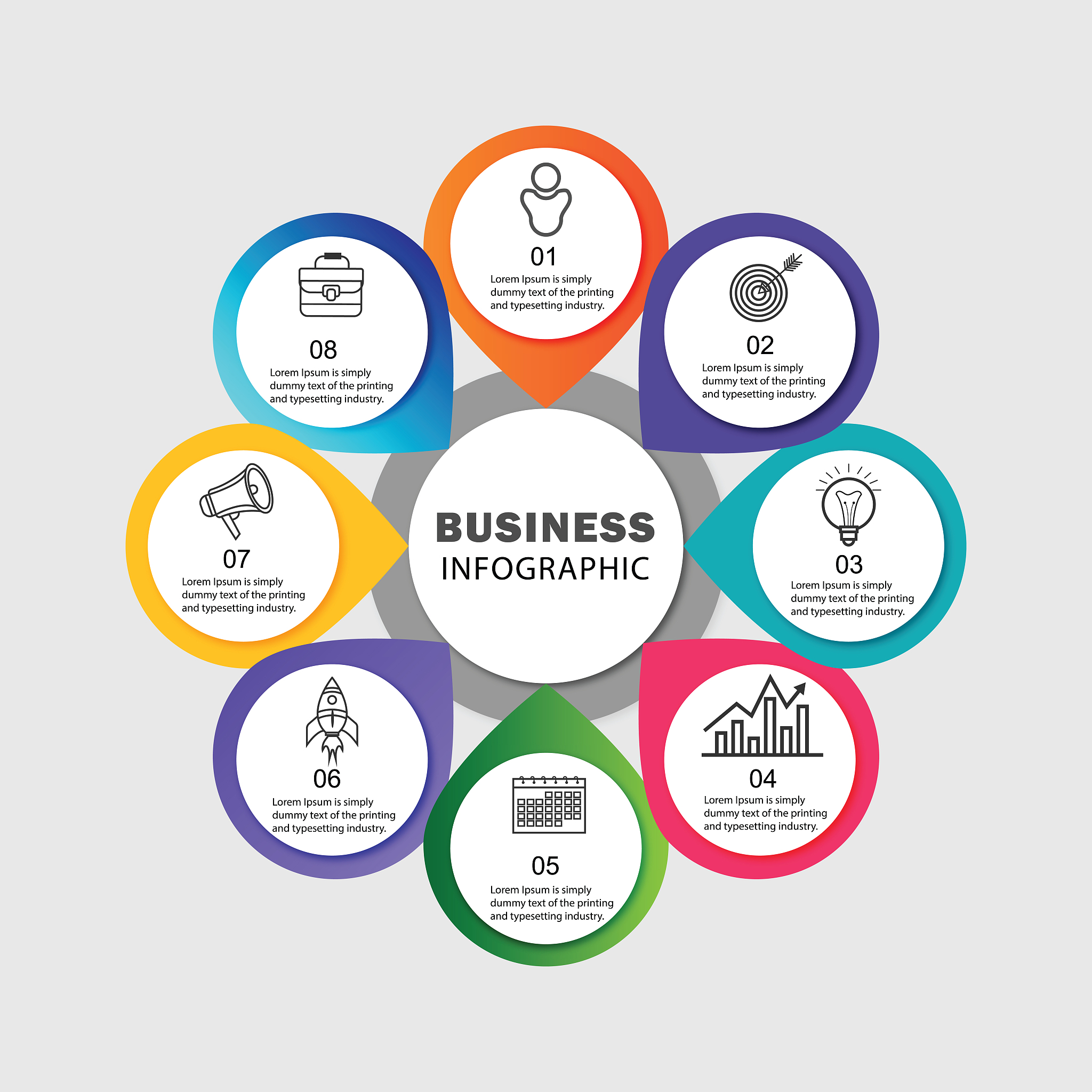 modern infographics process with connected ,for 8 steps