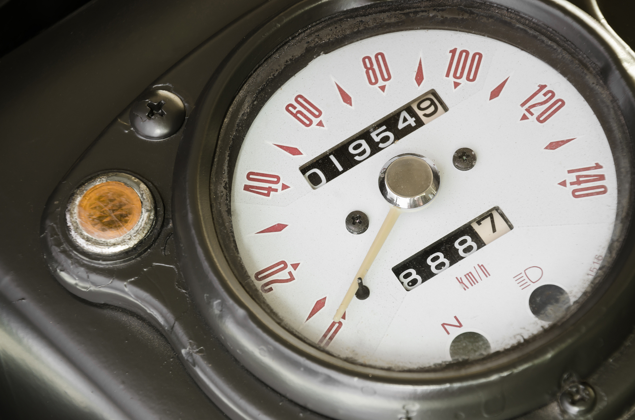 speedometer of classic military motorbike with retro style.