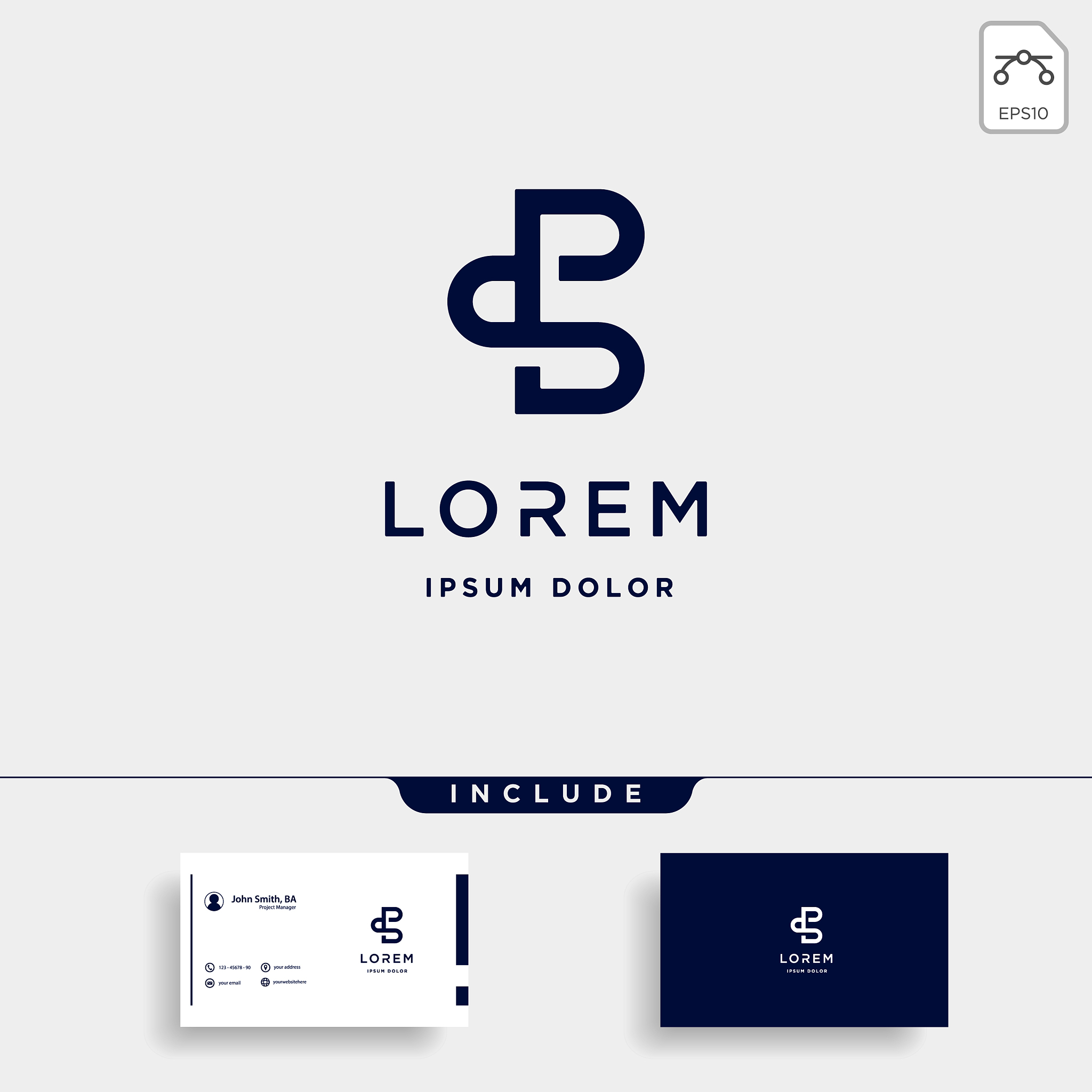 letter ps sb b bs logo design simple