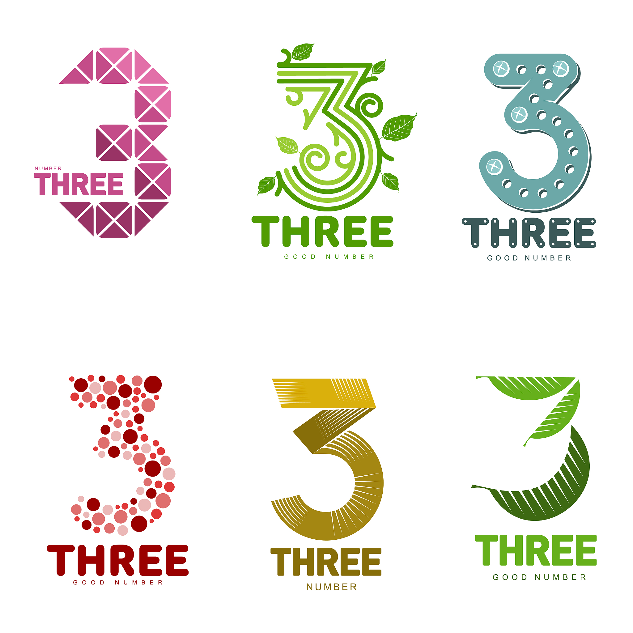 vector illustrations of number three templates