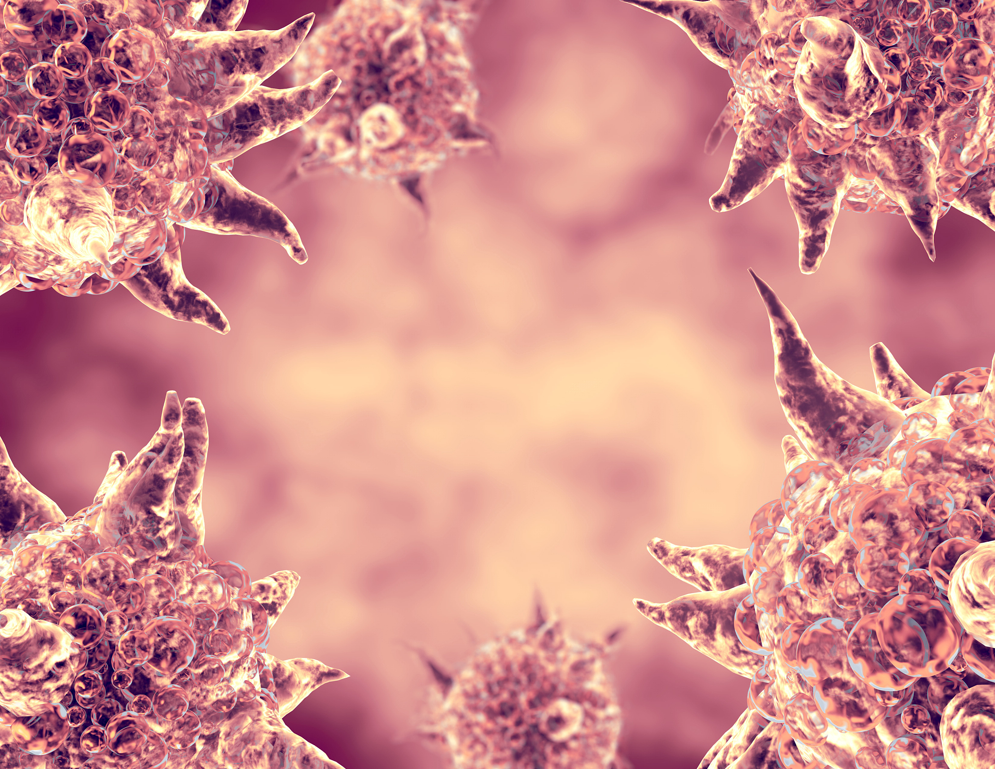 viruses abstract pink microorganisms 3d illustration.