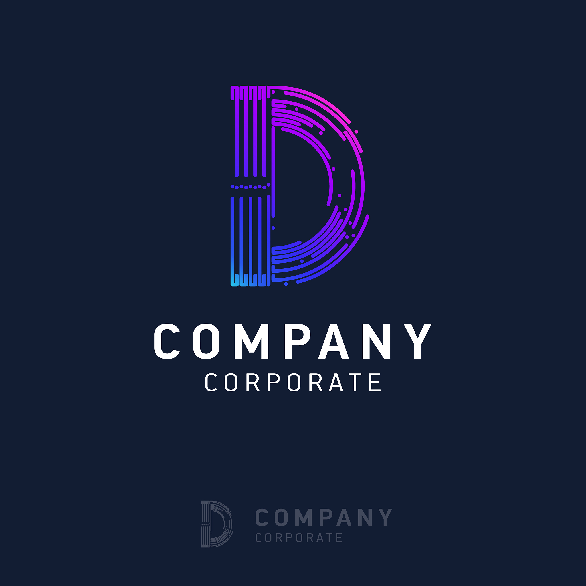 d company logo design with visiting card