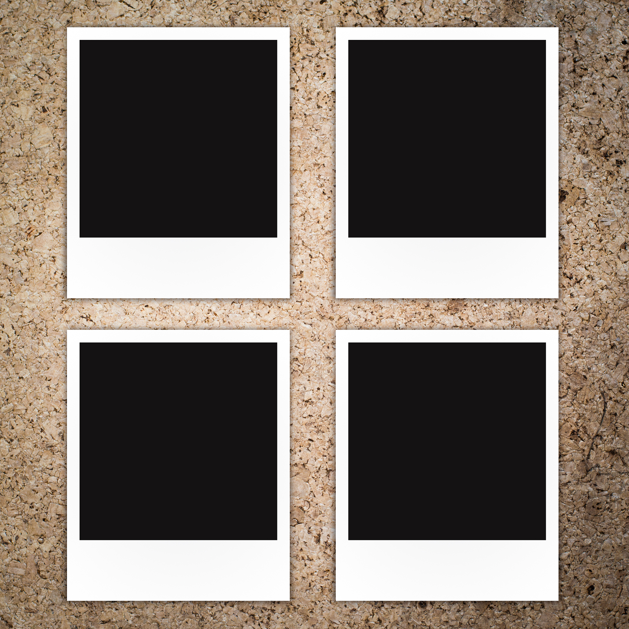 blank photo frame on brown notice board background