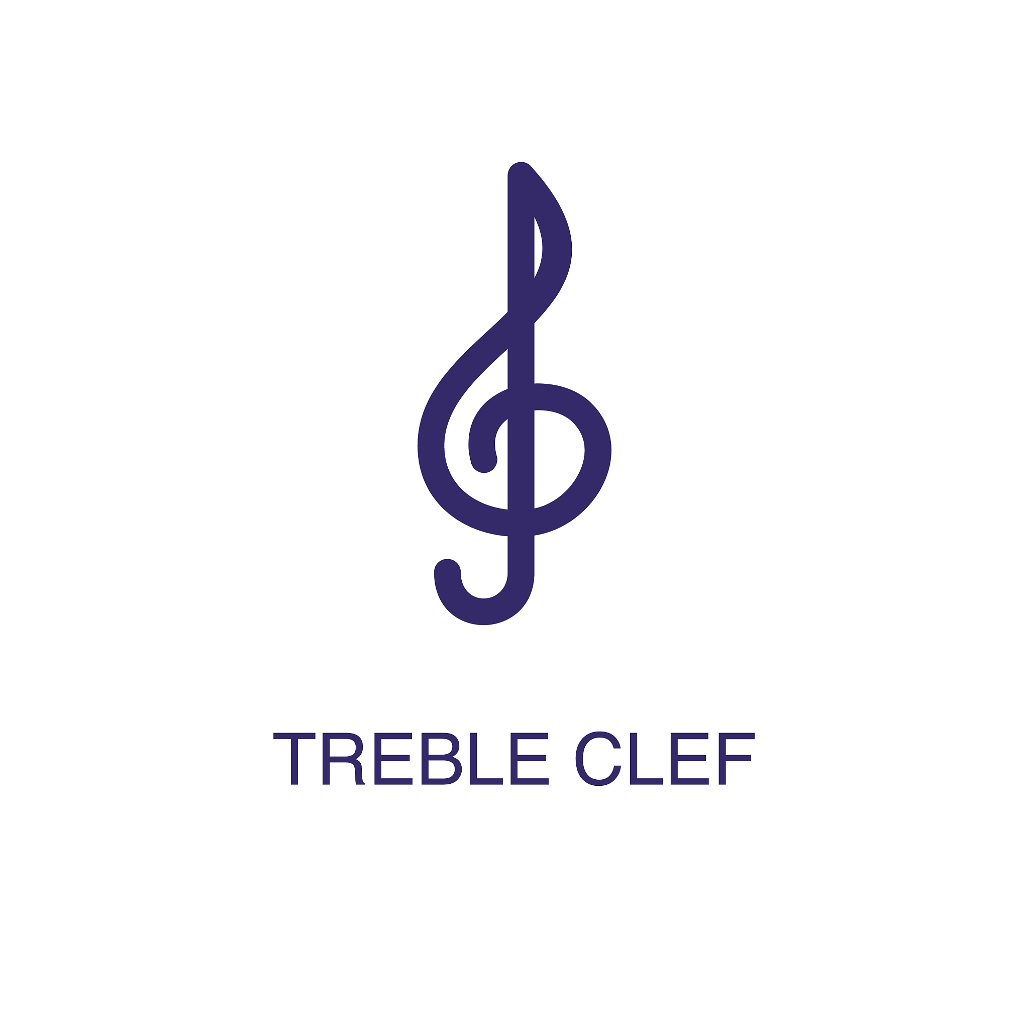 treble clef element in flat simple style on white