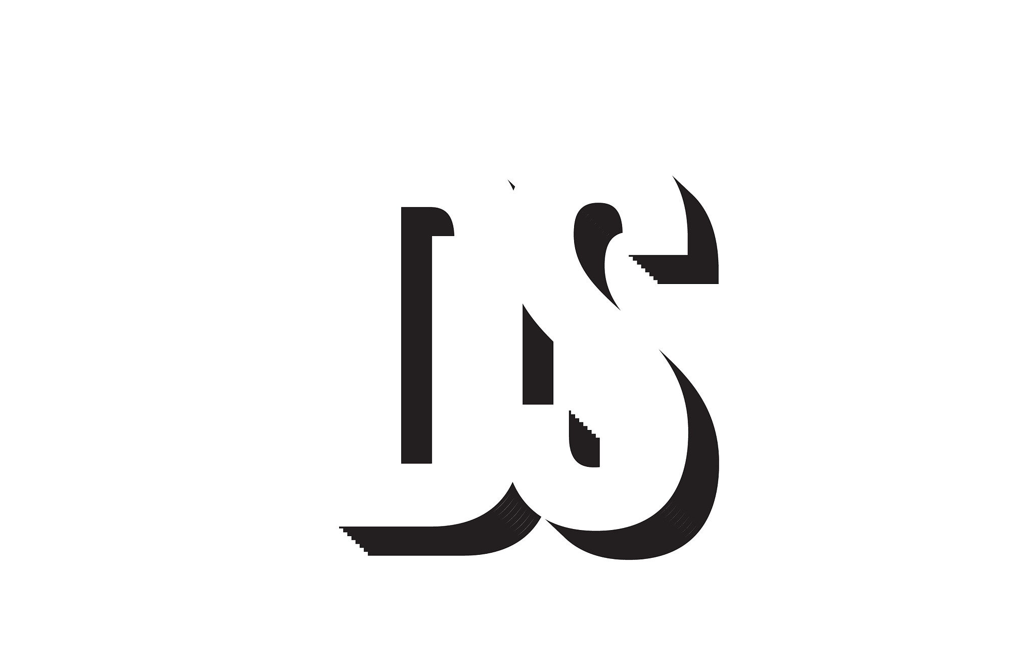 black and white ds d s alphabet letter logo