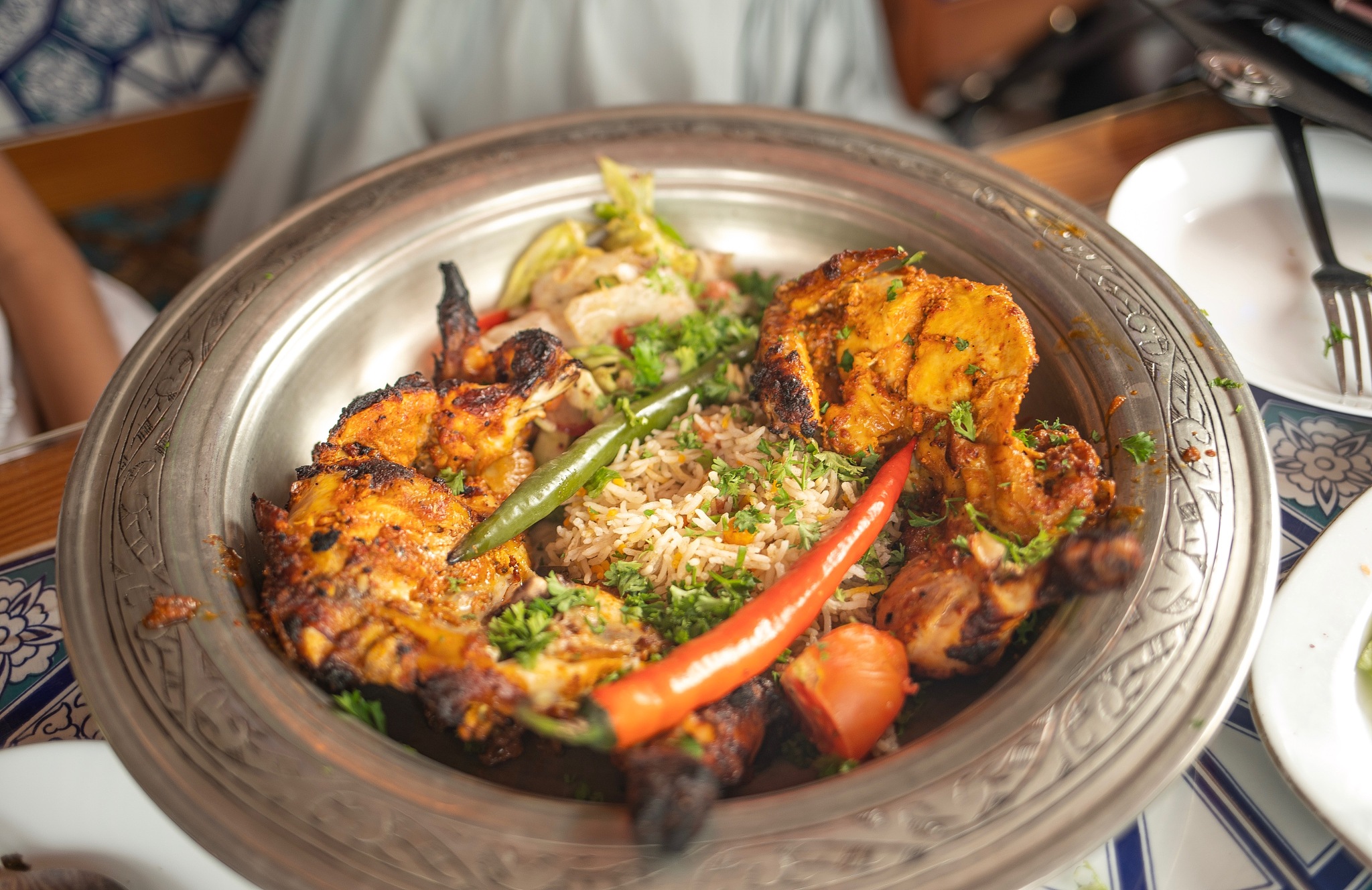 high angle view of seafood in plate on table