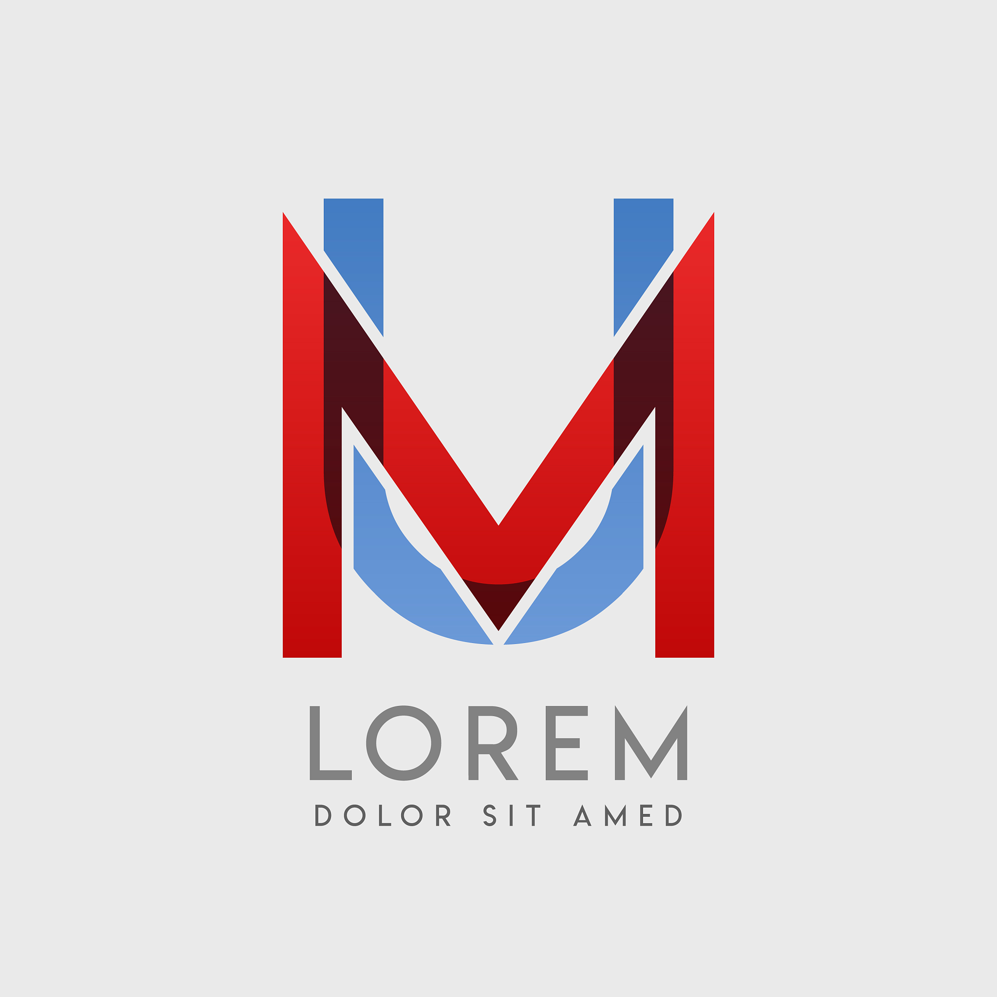 mu logo letters with blue and red gradation