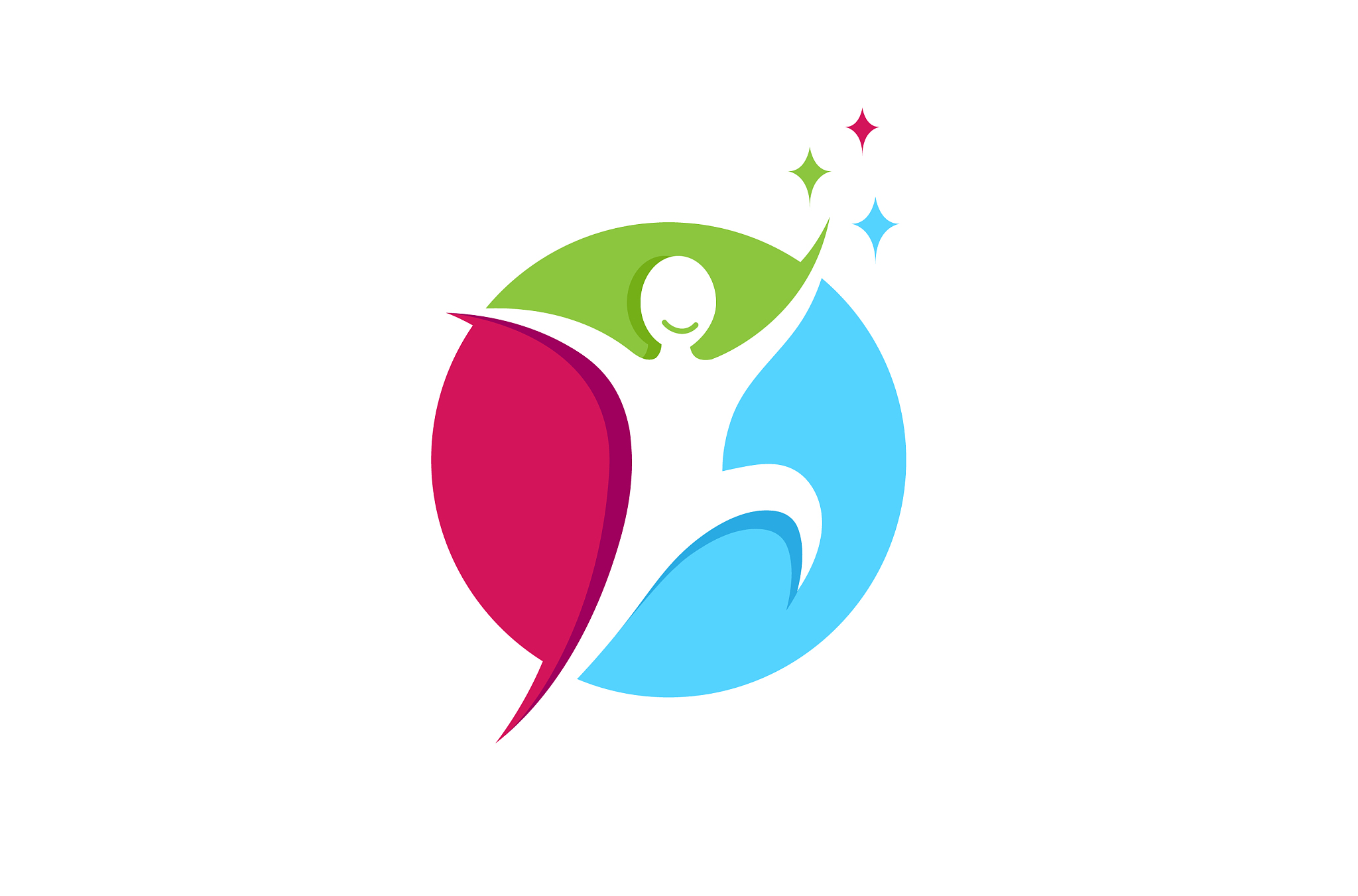 creative jumping happy person circle logo
