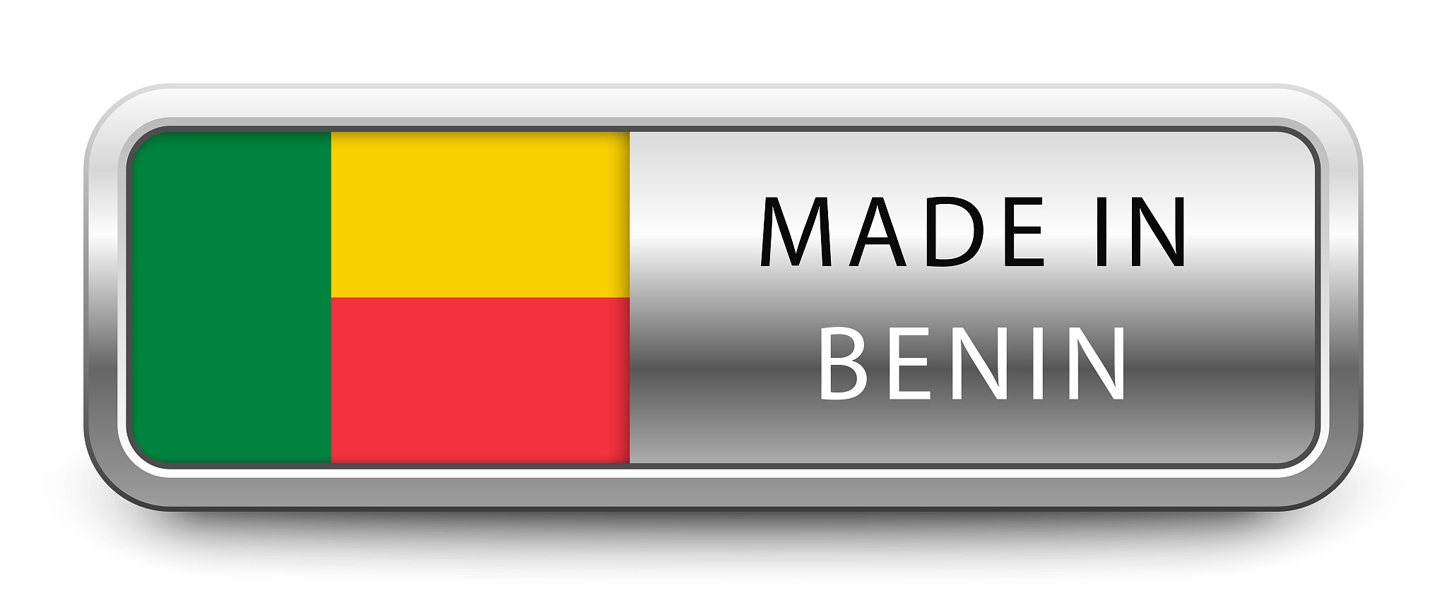 made in benin metallic badge with national flag isolated on whit