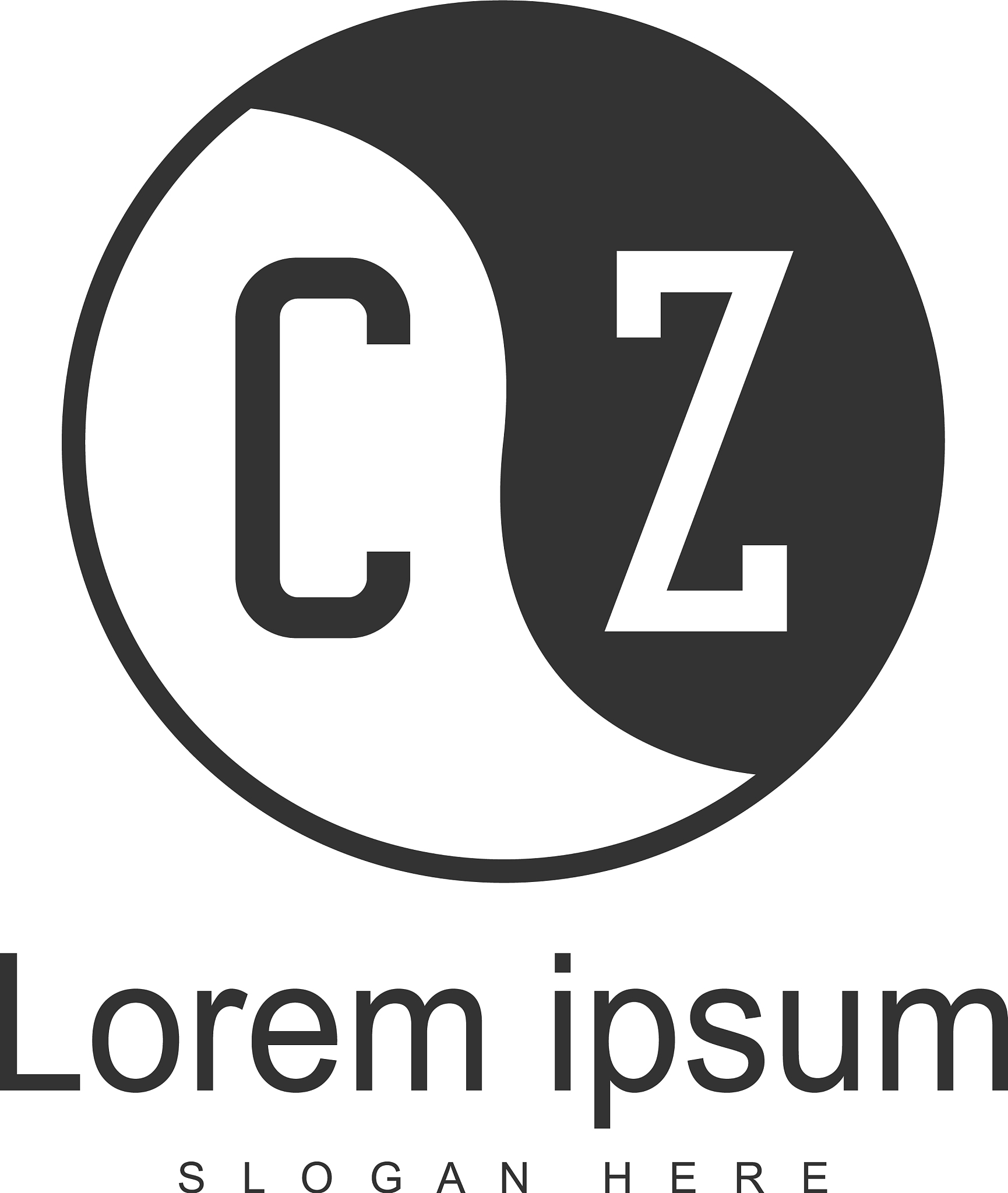 initial cz logo template with modern frame